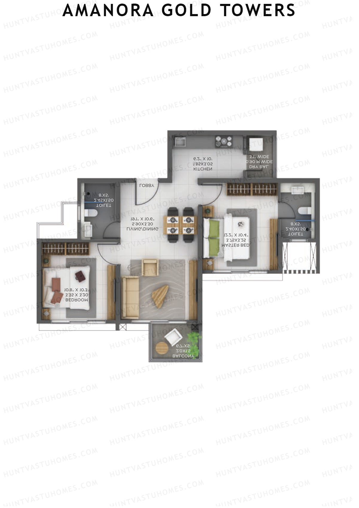 Amanora Gold Towers Tower 46 Unit 13 (Type B) Floor Plan