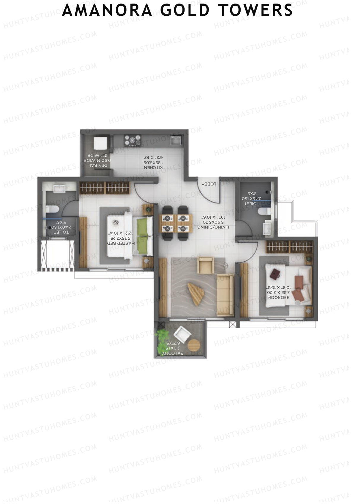 Amanora Gold Towers Tower 46 Unit 1 (Type B) Floor Plan