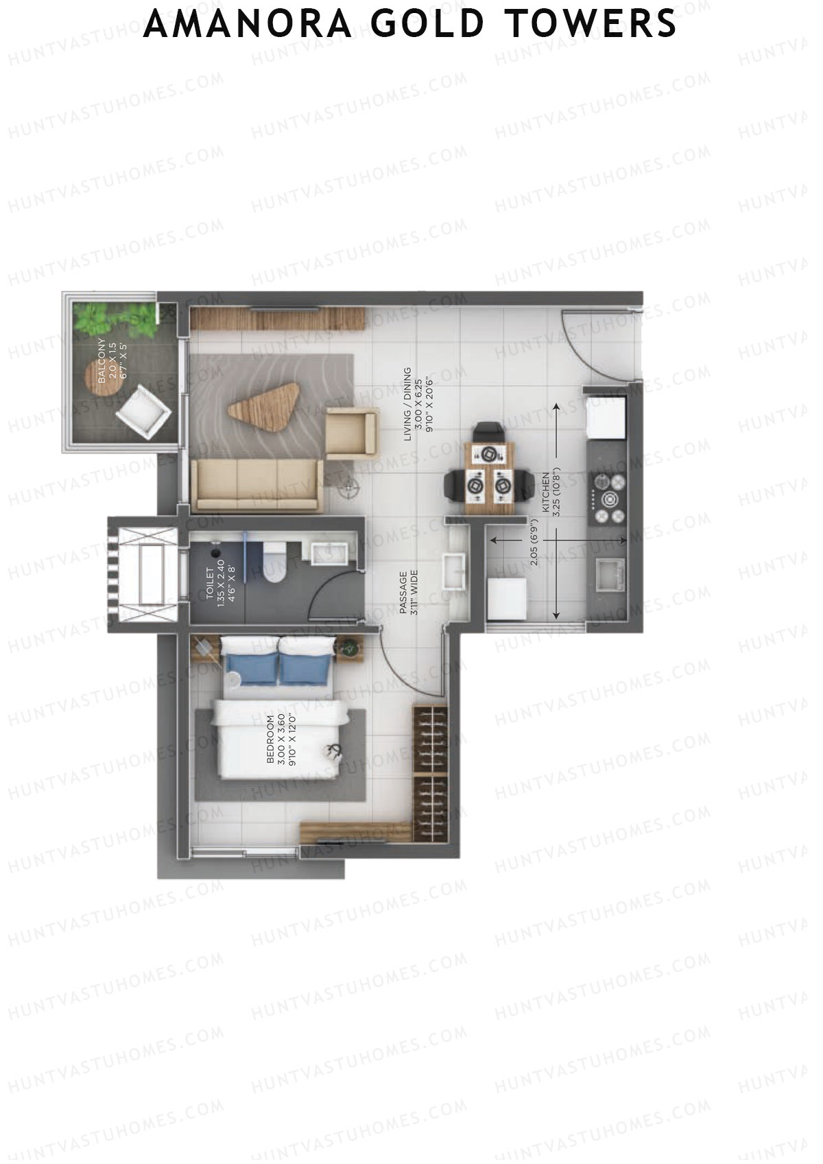 Amanora Gold Towers Tower 46 Unit 2 Floor Plan