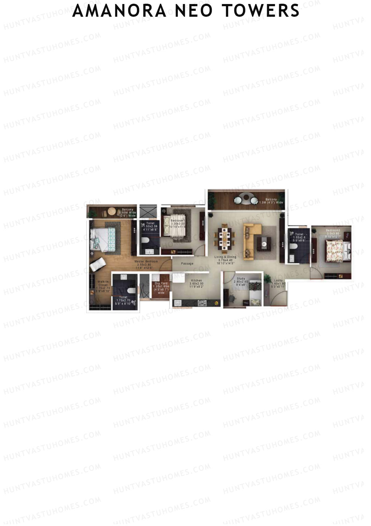 Amanora Neo Towers Tower 94 Unit 1 Floor Plan