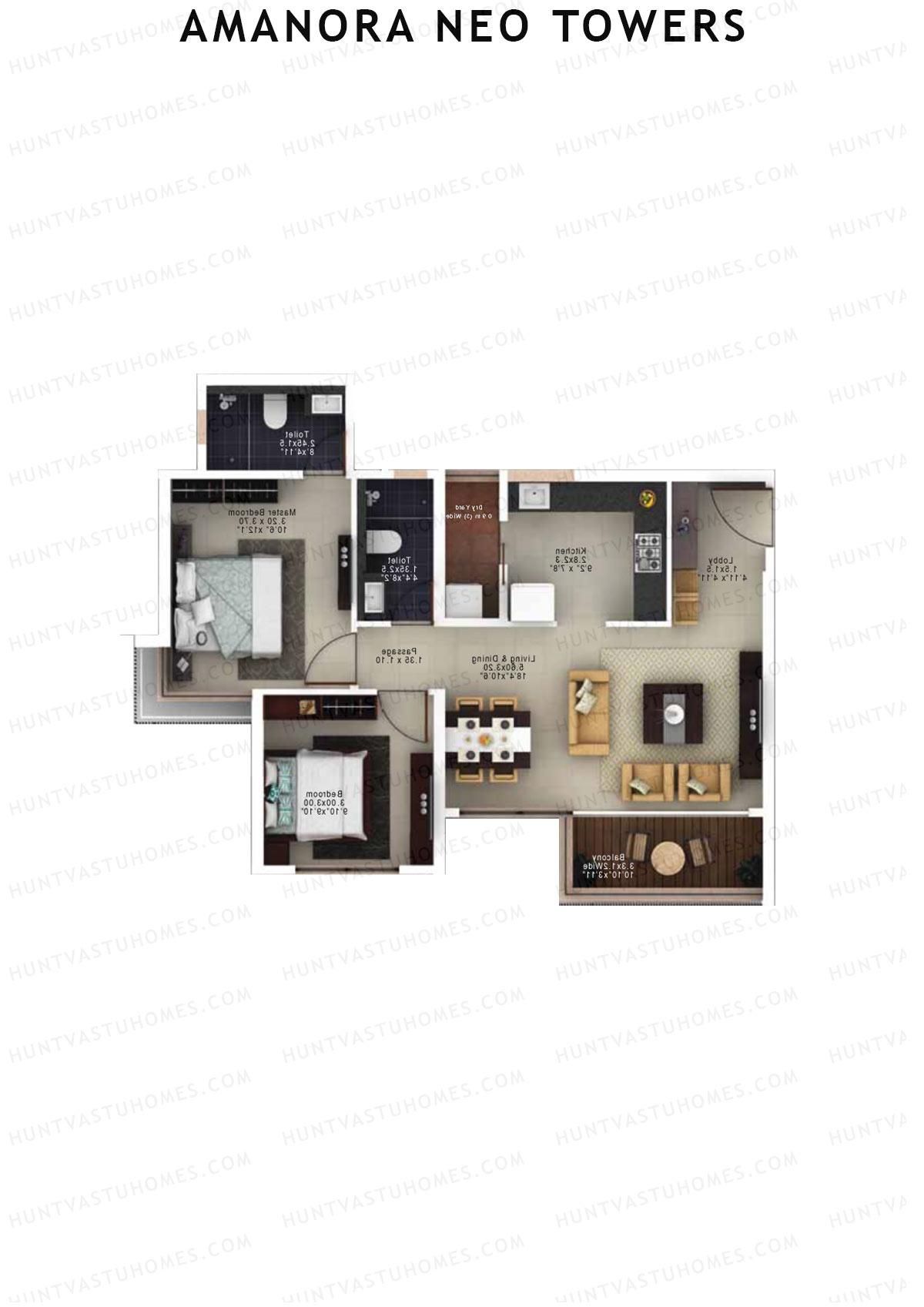 Amanora Neo Towers Tower 96 Unit 6 (Type A) Floor Plan