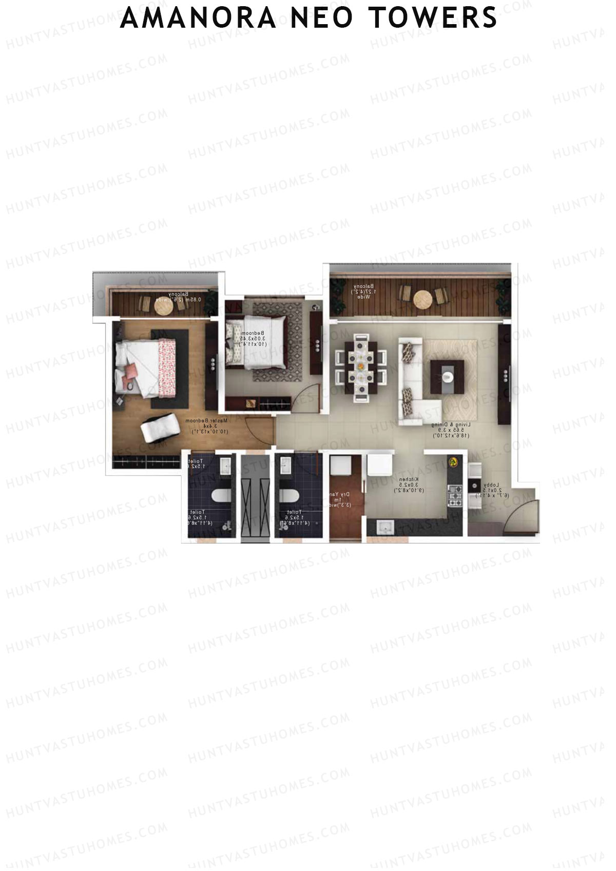 Amanora Neo Towers Tower 97 Unit 1 (Type B) Floor Plan