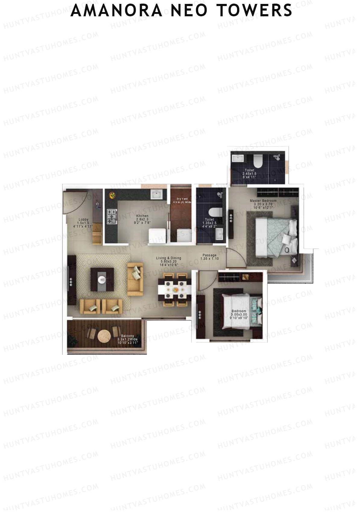 Amanora Neo Towers Tower 97 Unit 4 (Type A) Floor Plan