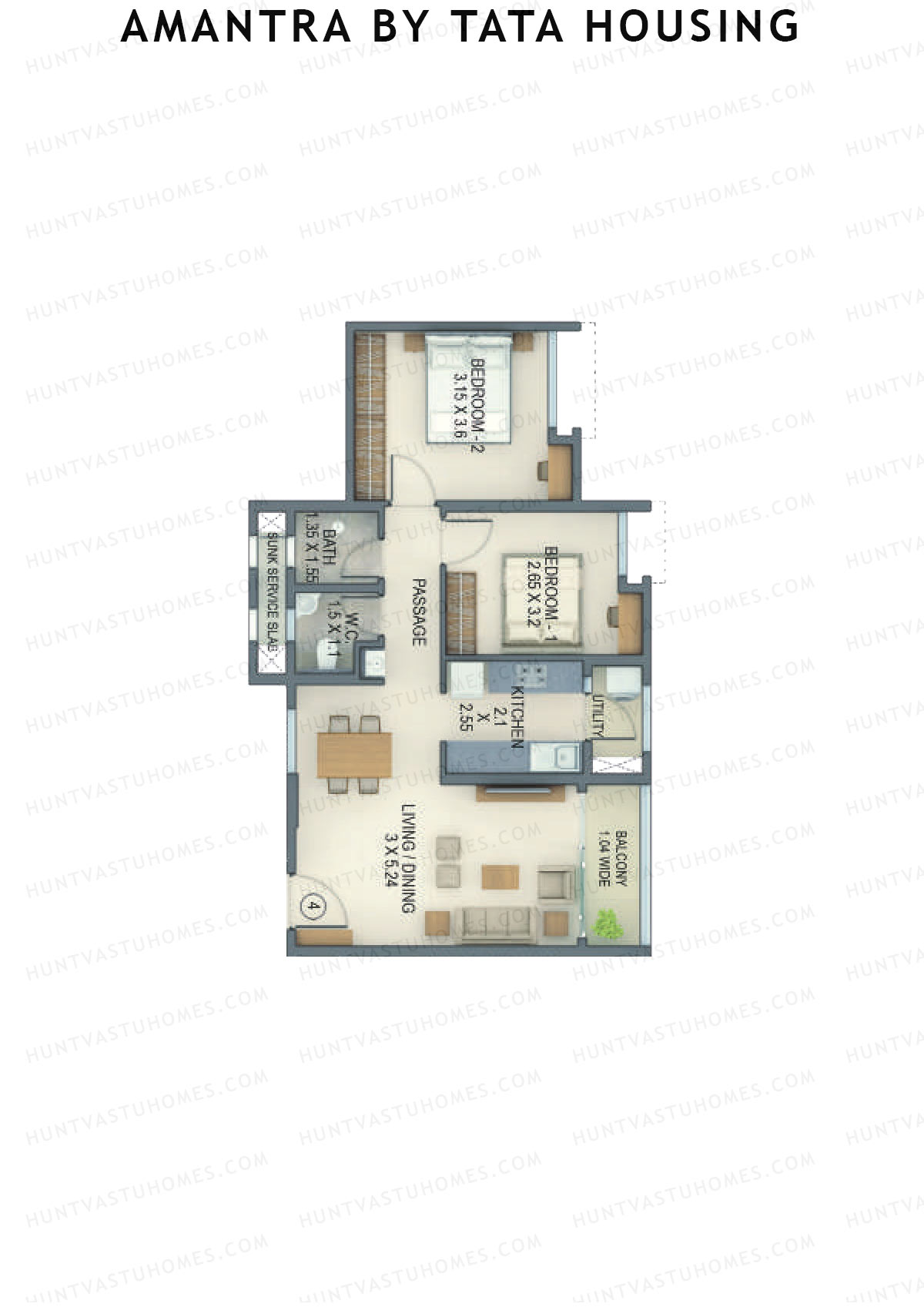 Amantra By Tata Housing Tower C Unit 4 (Type A) Floor Plan