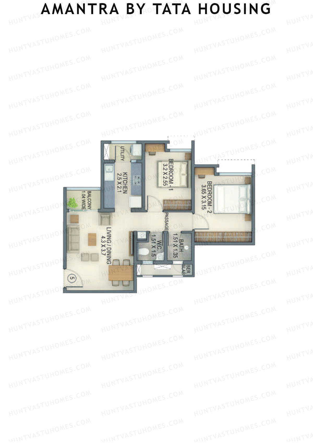 Amantra By Tata Housing Tower C Unit 5 (Type A) Floor Plan