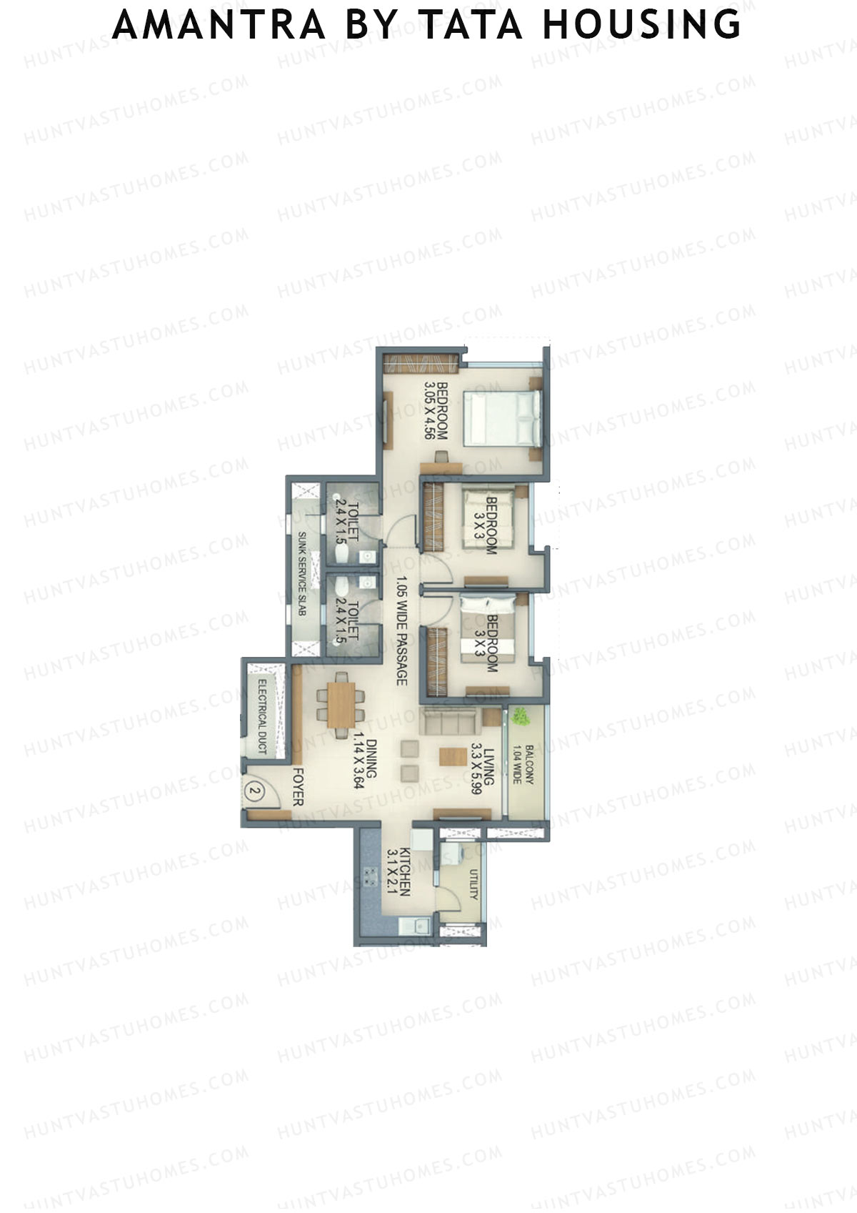 Amantra By Tata Housing Tower F Unit 2 (Type C) Floor Plan