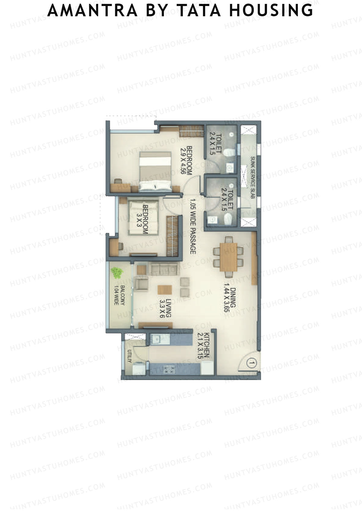 Amantra By Tata Housing Tower G Unit 1 (Type D) Floor Plan