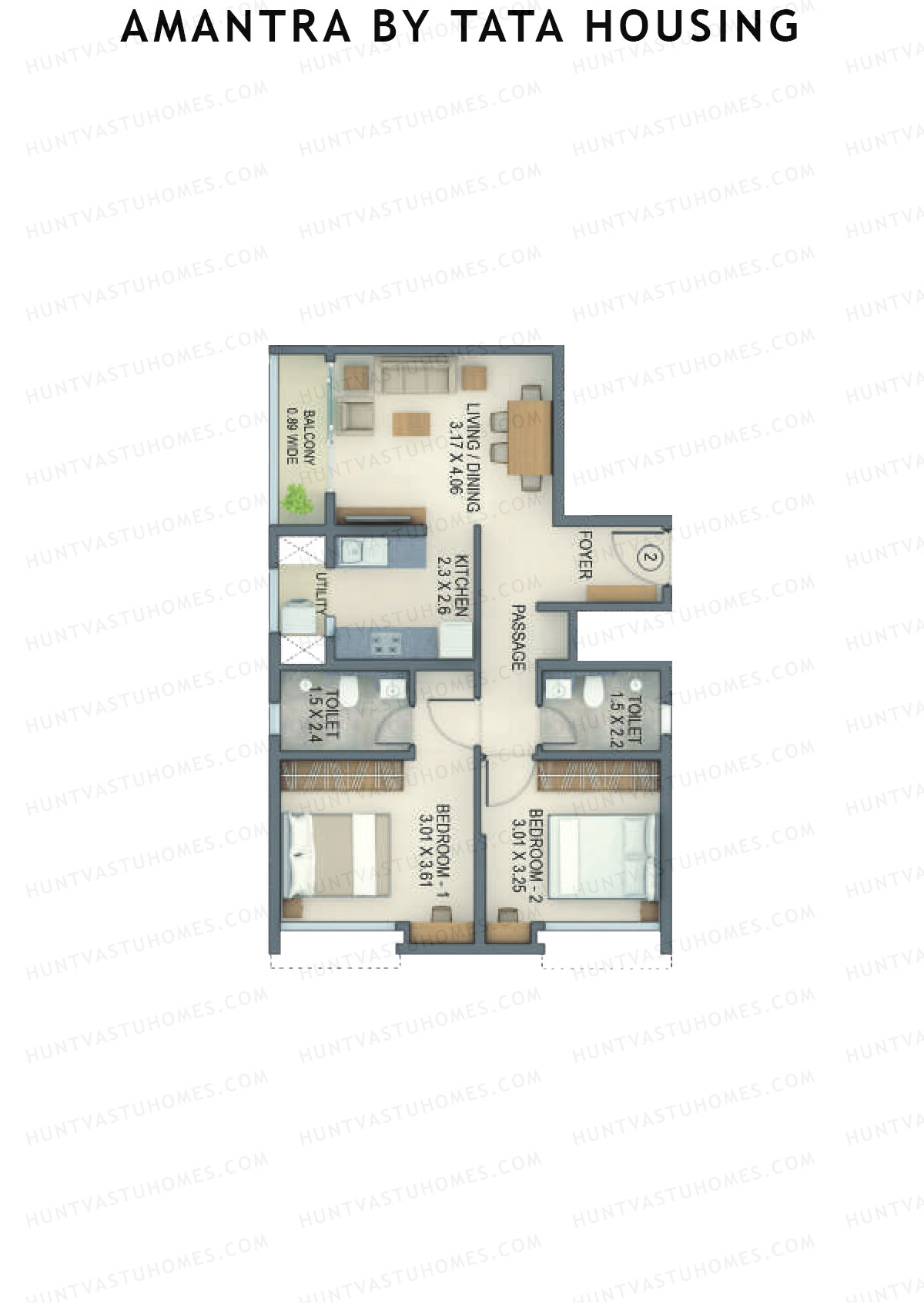 Amantra By Tata Housing Tower H Unit 2 (Type A) Floor Plan
