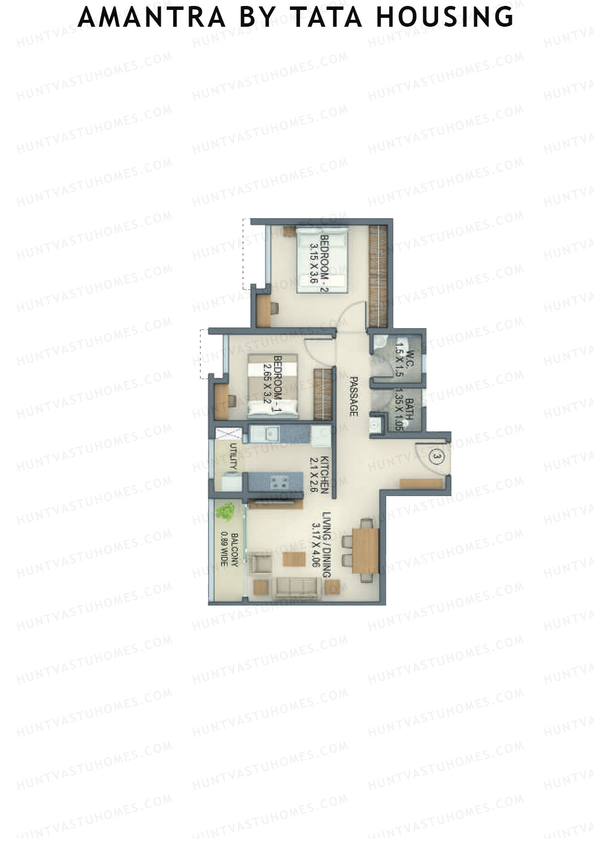 Amantra By Tata Housing Tower H Unit 3 (Type A) Floor Plan