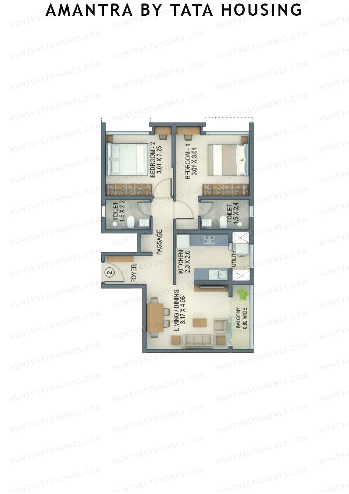 Amantra By Tata Housing Tower I Unit 2 (Type E) Floor Plan