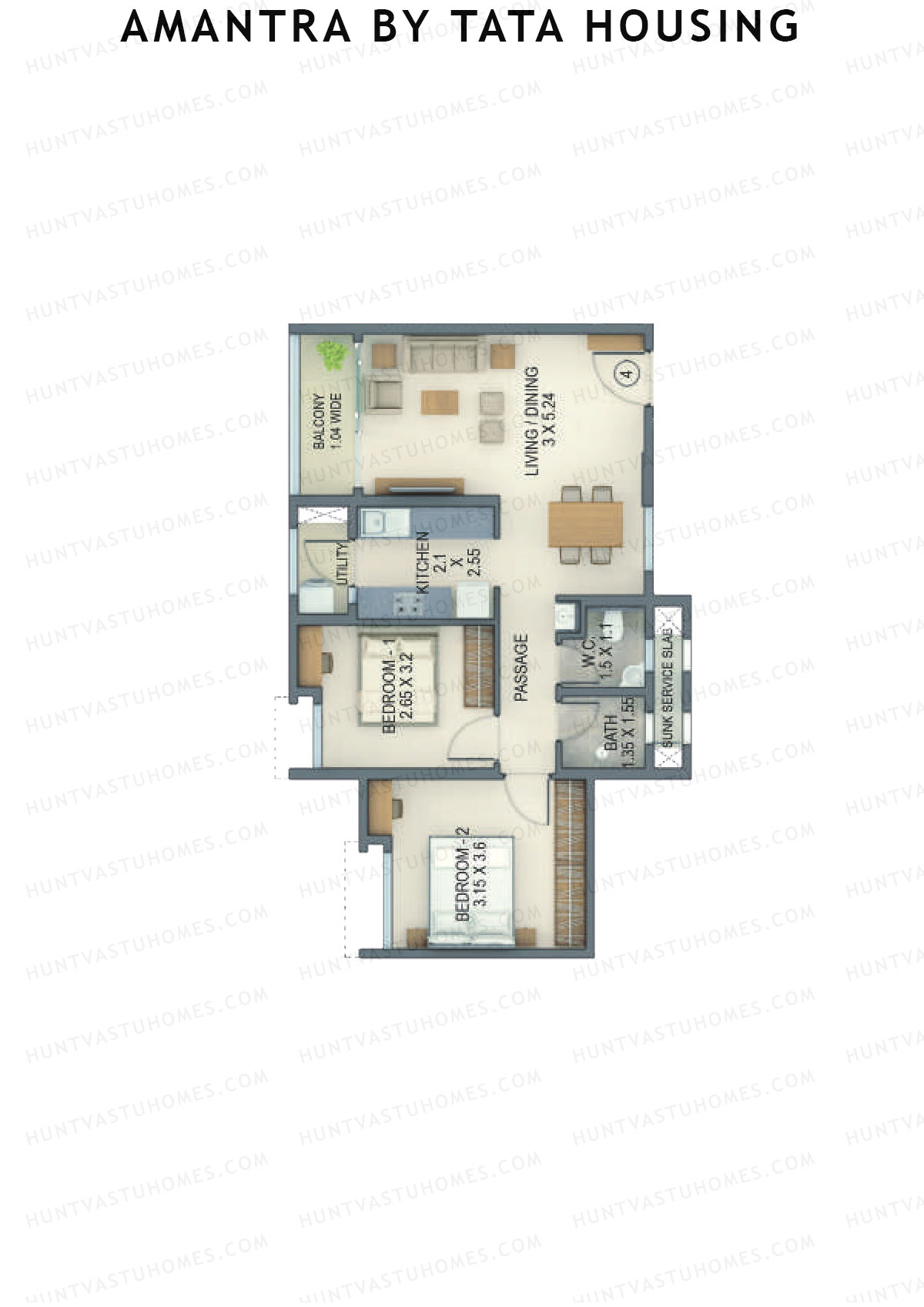 Amantra By Tata Housing Tower K Unit 4 (Type 3) Floor Plan