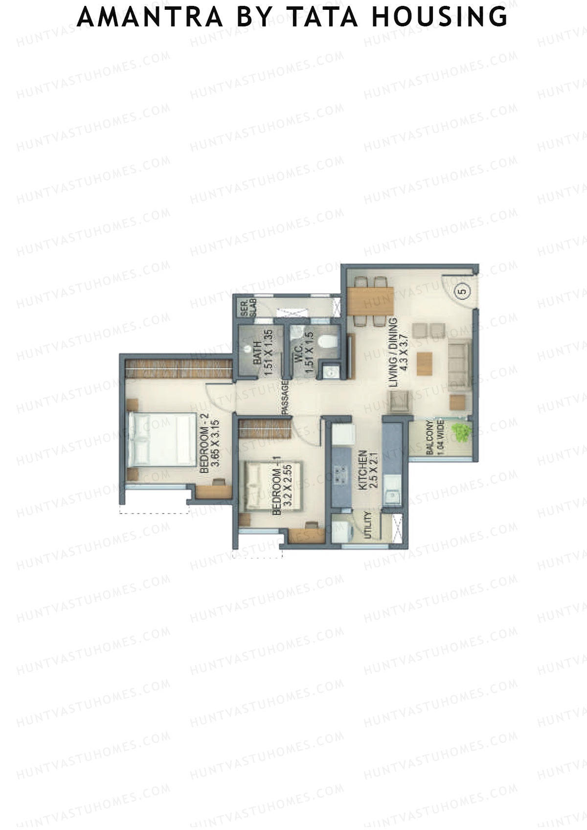 Amantra By Tata Housing Tower K Unit 5 (Type E) Floor Plan