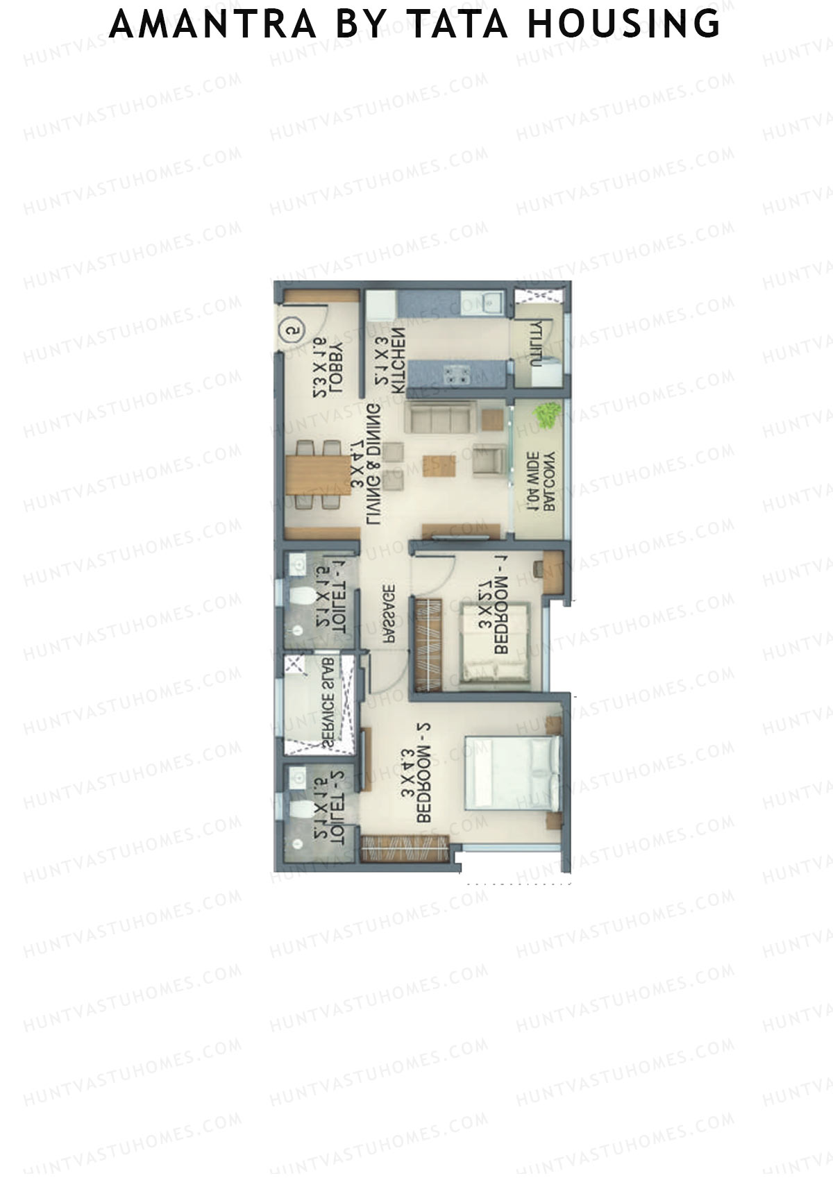Amantra By Tata Housing Tower L Unit 1 (Type B) Floor Plan