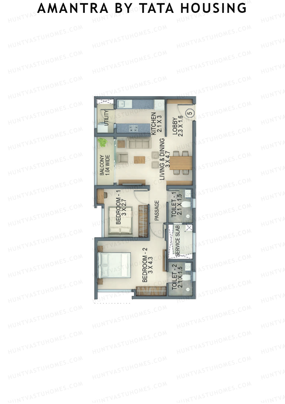 Amantra By Tata Housing Tower L Unit 2 (Type B) Floor Plan