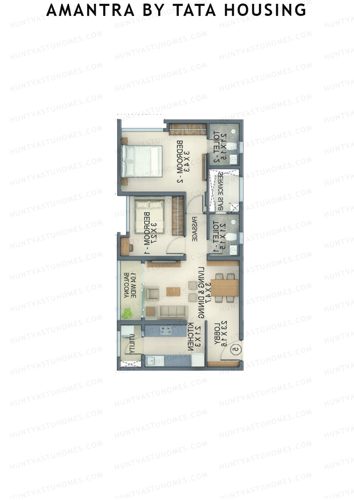 Amantra By Tata Housing Tower L Unit 4 (Type B) Floor Plan