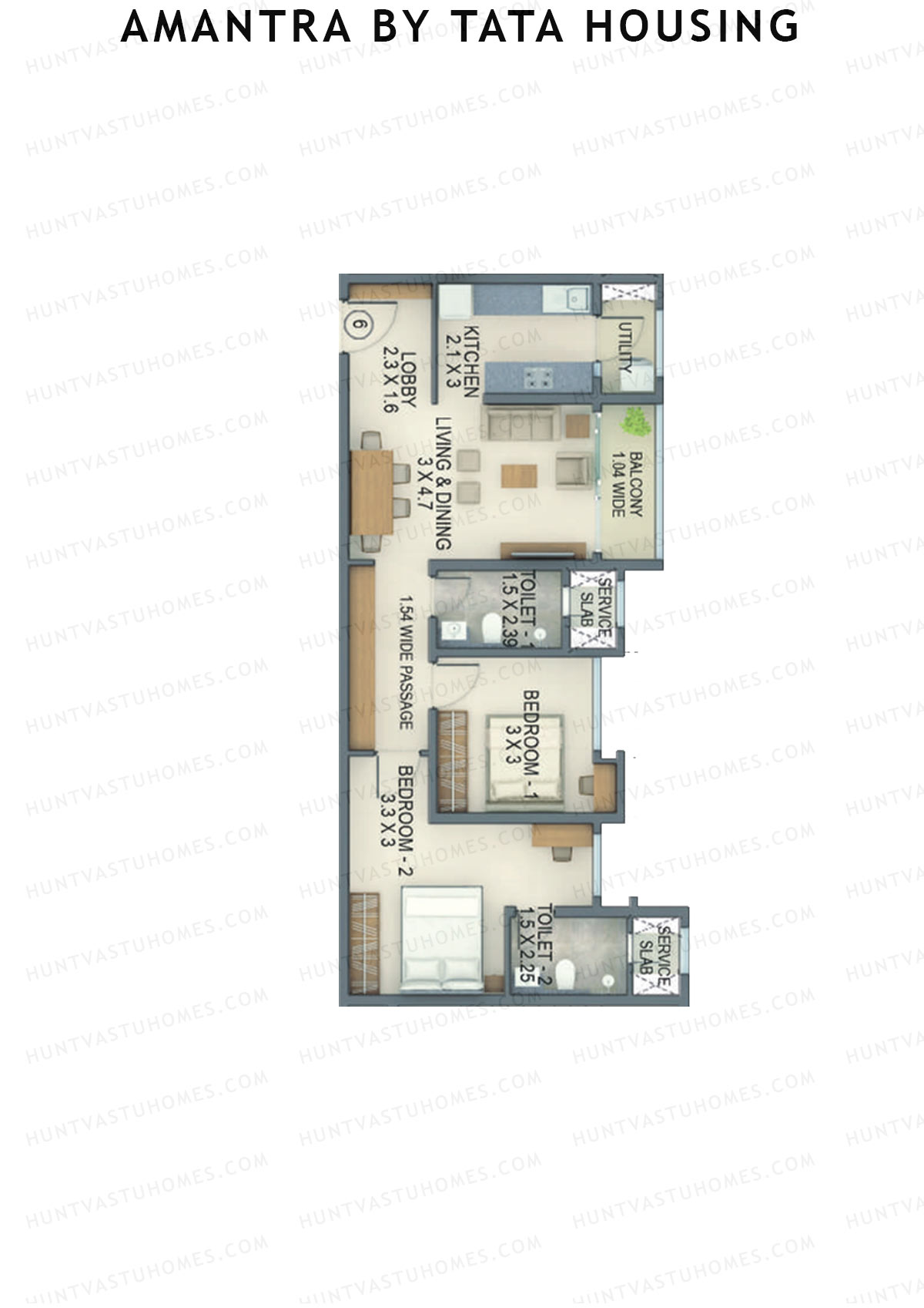 Amantra By Tata Housing Tower L Unit 6 (Type B) Floor Plan
