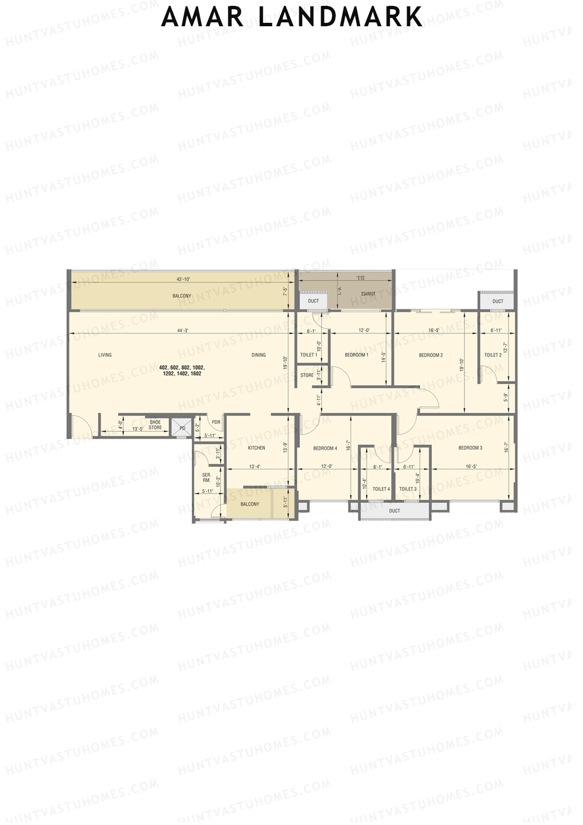 Amar Landmark Tower B Unit 2 Floor Plan