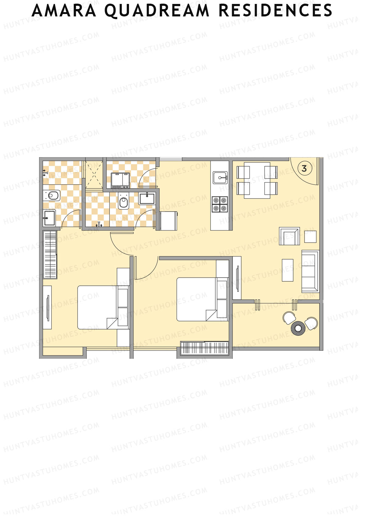 Amara Quadream Residences Wing B Unit 3 Floor Plan