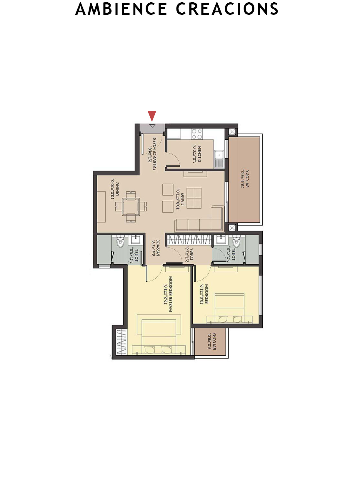 Ambience Creacions Tower A Unit 3 (Type 5) Floor Plan
