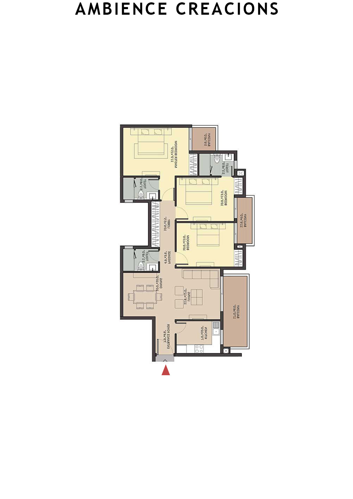 Ambience Creacions Tower A Unit 4 (Type 5) Floor Plan