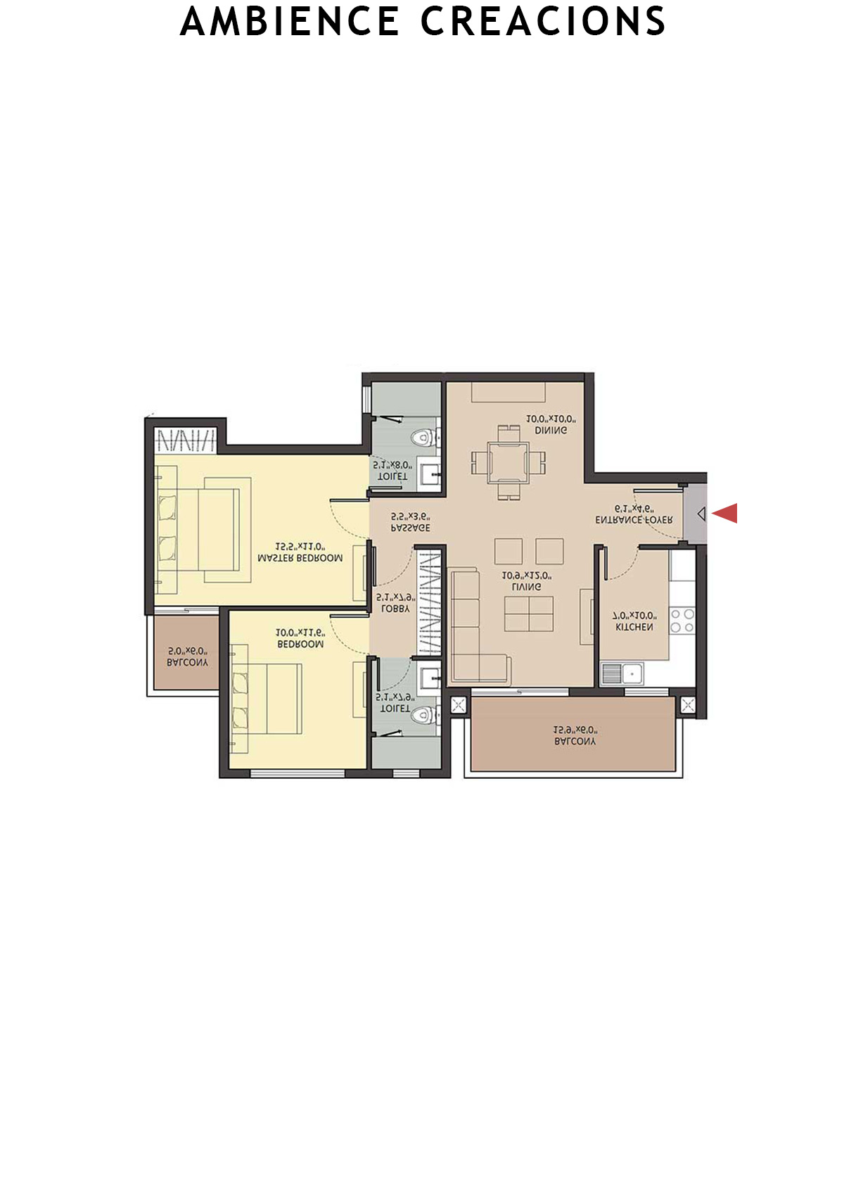 Ambience Creacions Tower B Unit 3 (Type 5) Floor Plan