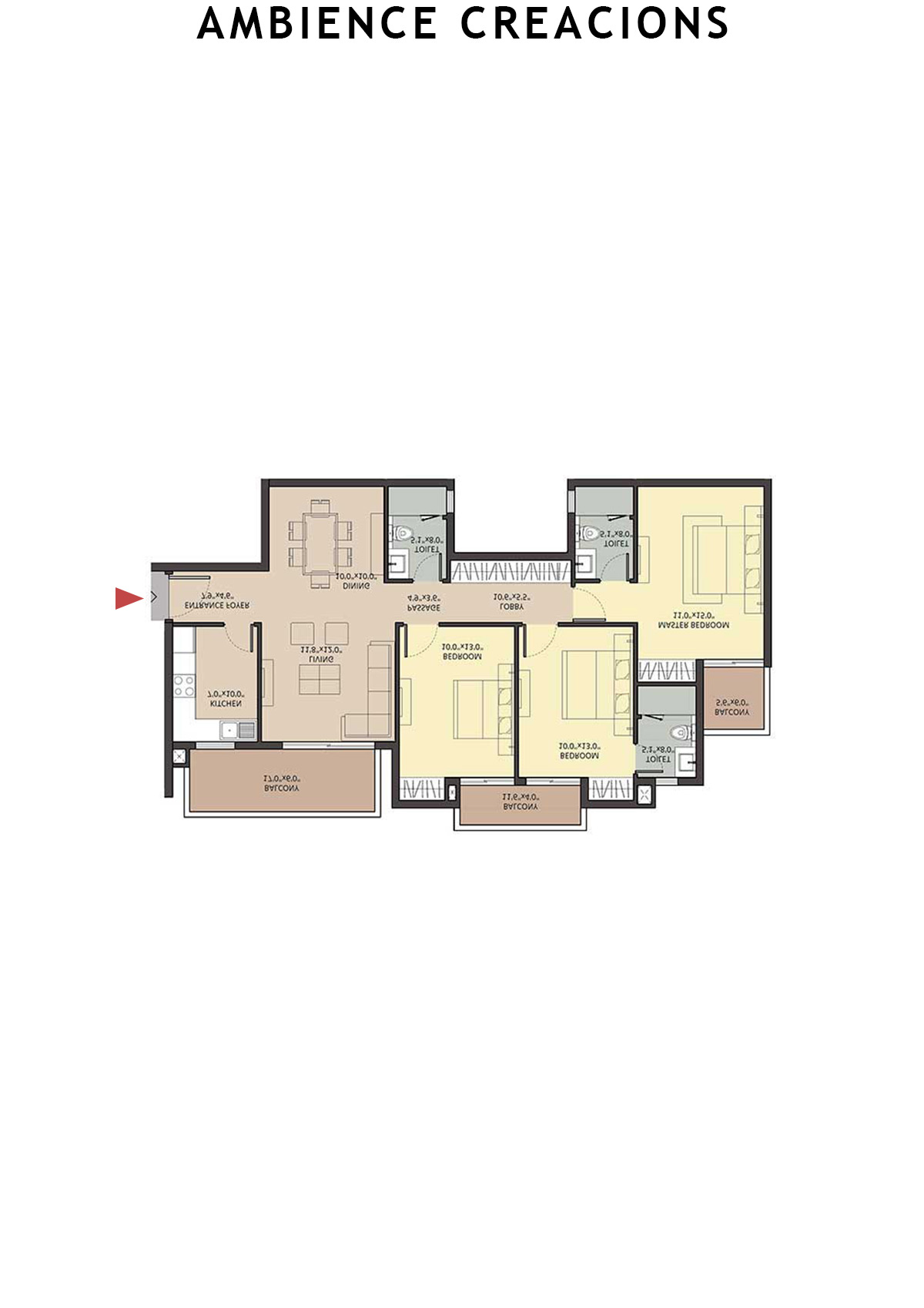 Ambience Creacions Tower B Unit 4 (Type 5) Floor Plan