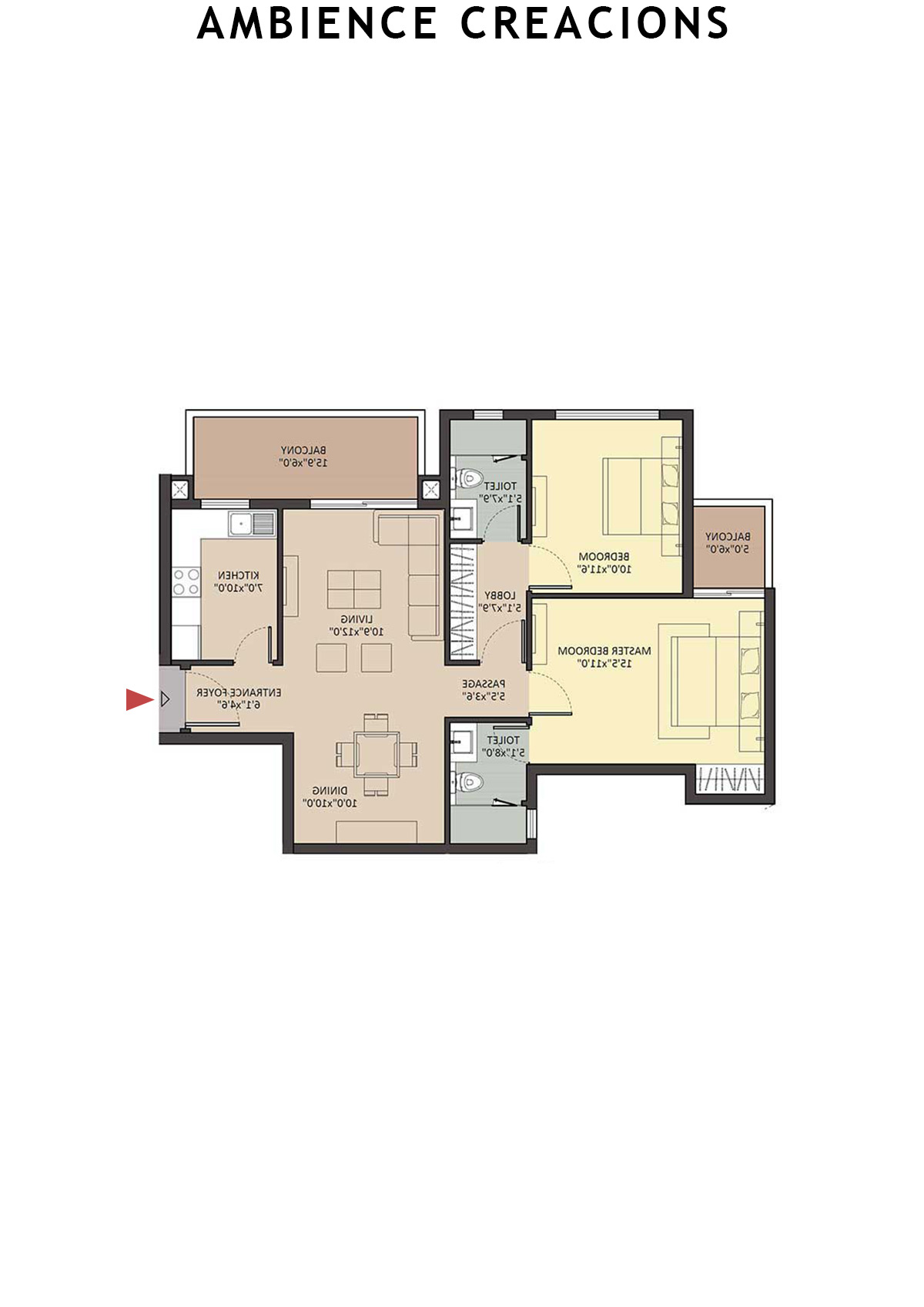 Ambience Creacions Tower C Unit 1 (Type 5) Floor Plan
