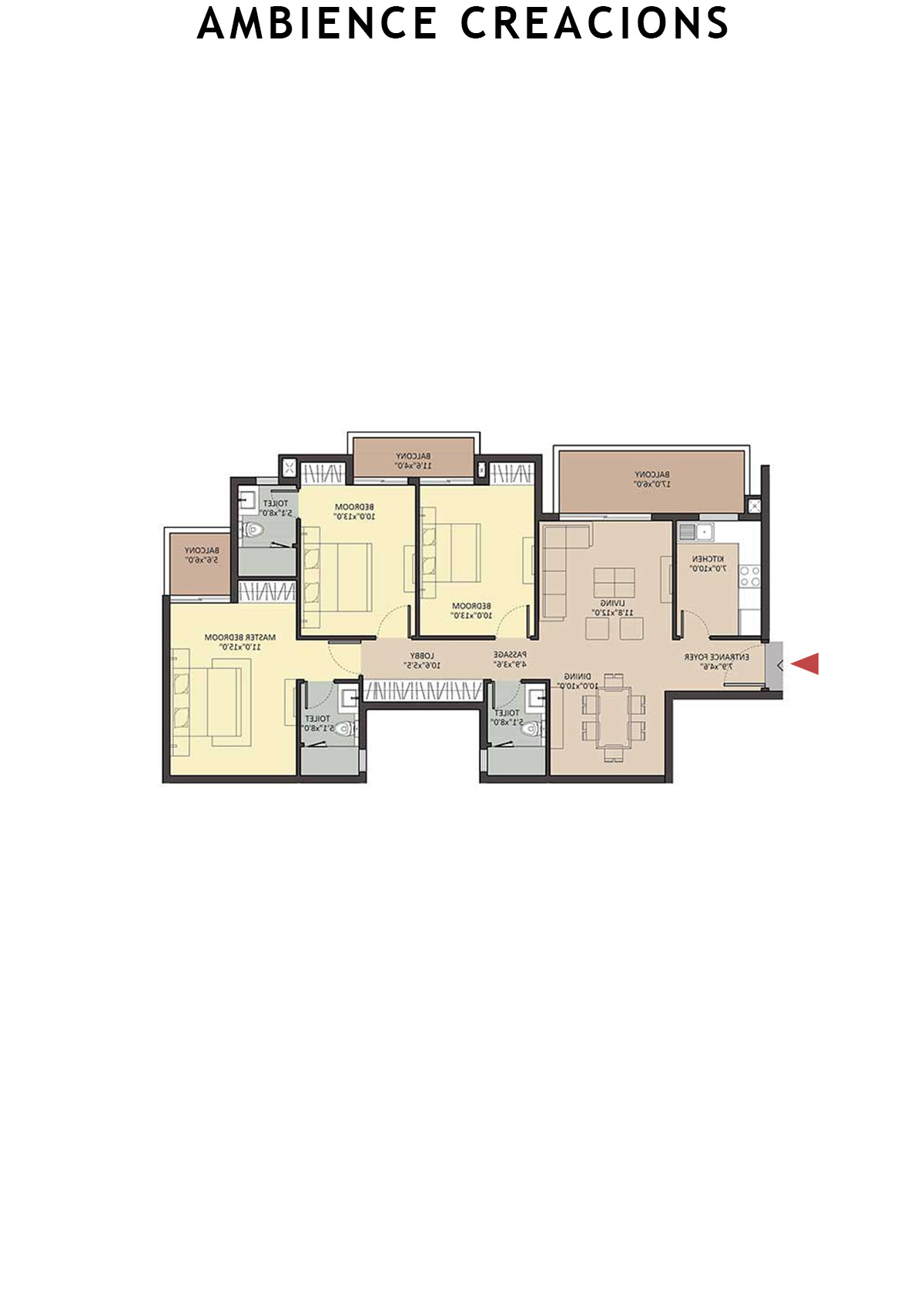 Ambience Creacions Tower C Unit 2 (Type 5) Floor Plan