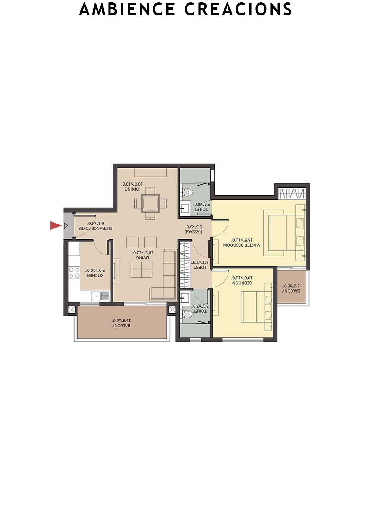 Ambience Creacions Tower C Unit 3 (Type 5) Floor Plan