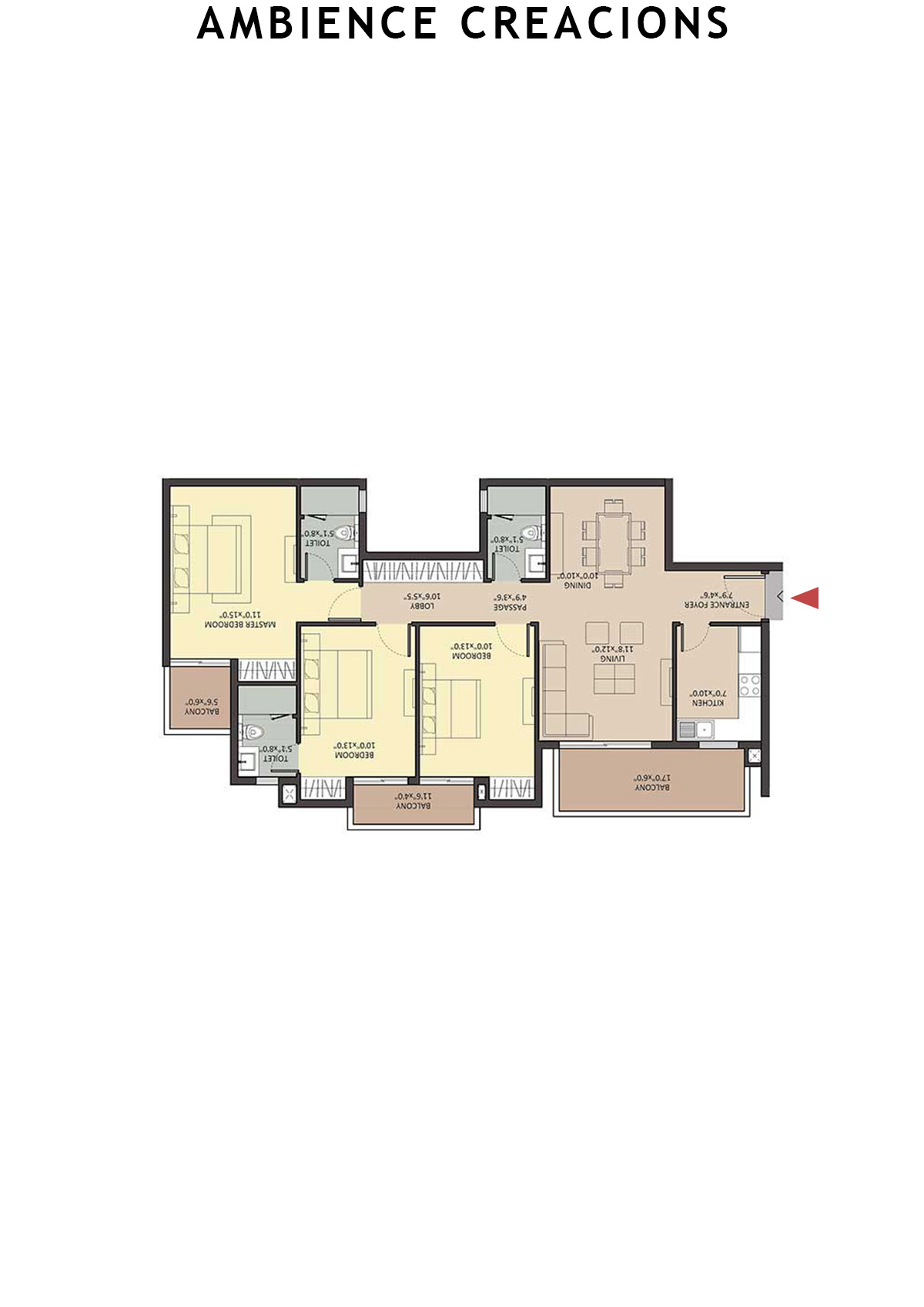 Ambience Creacions Tower C Unit 4 (Type 5) Floor Plan