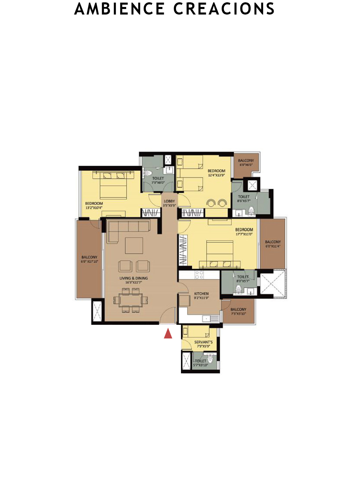 Ambience Creacions Tower F Unit 1 (Type 1) Floor Plan
