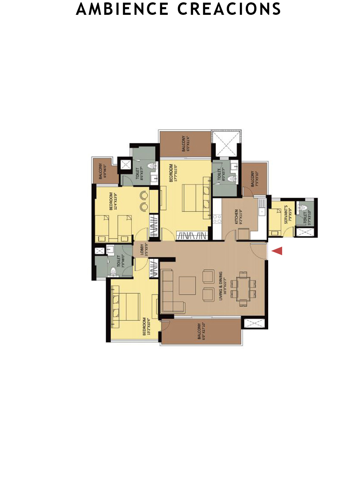 Ambience Creacions Tower F Unit 2 (Type 1) Floor Plan