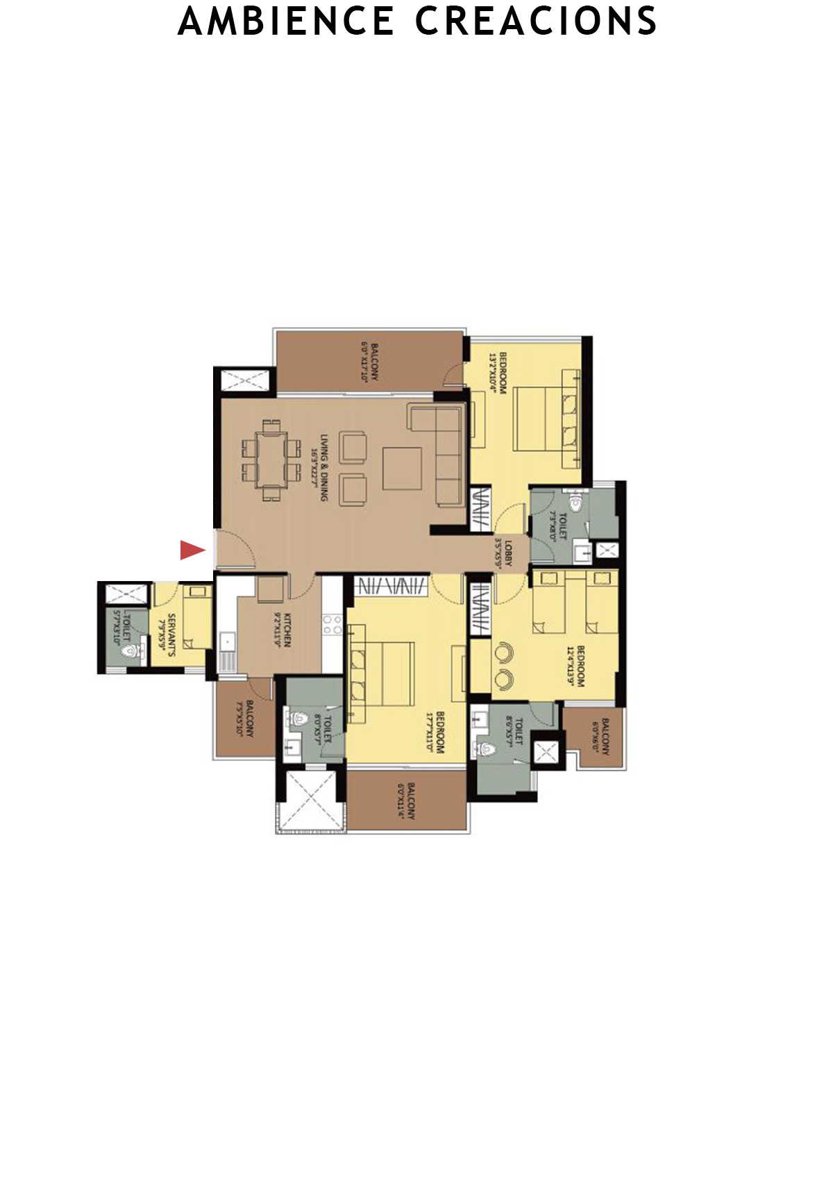 Ambience Creacions Tower F Unit 4 (Type 1) Floor Plan