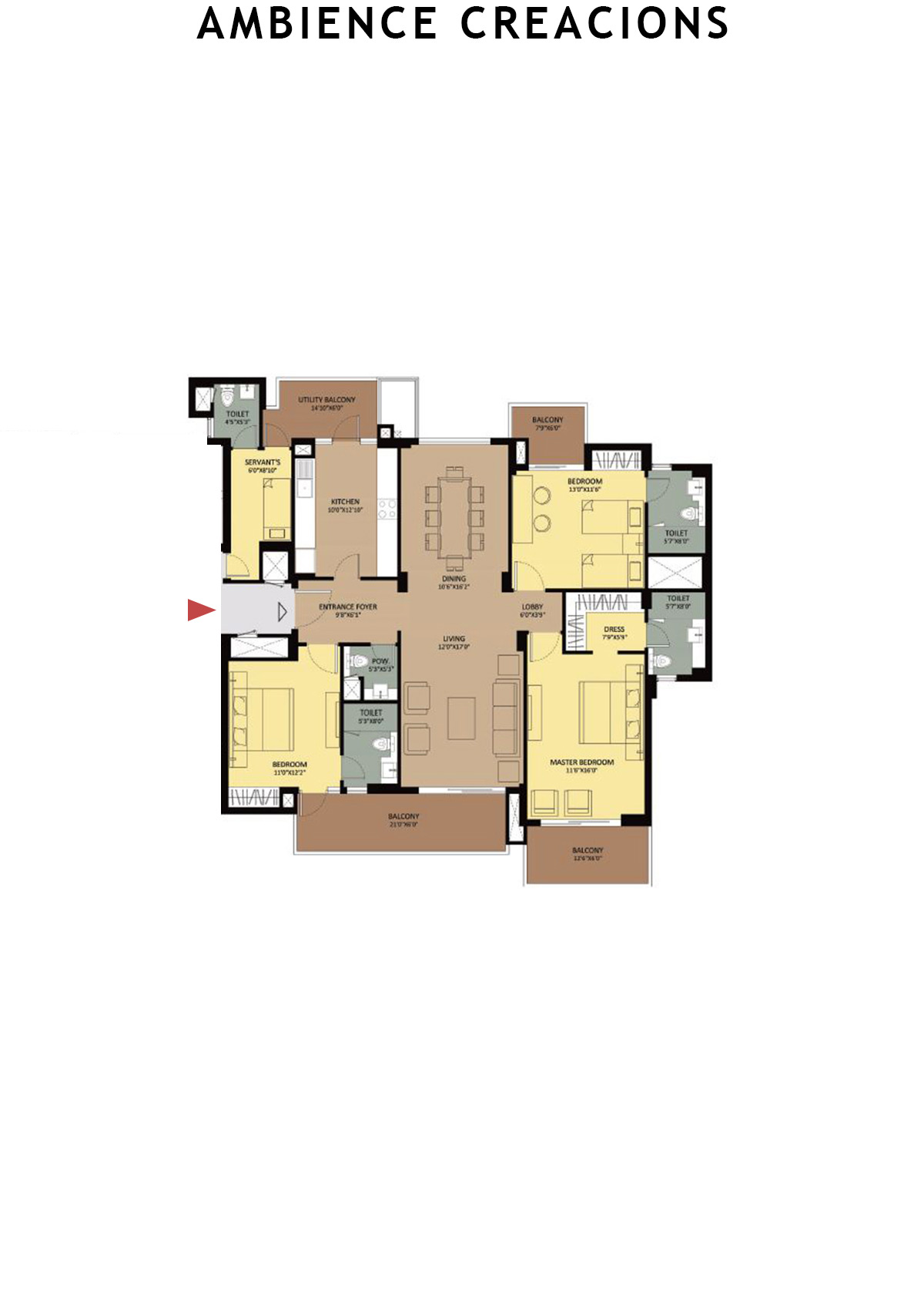Ambience Creacions Tower I Unit 1 (Type 2) Floor Plan