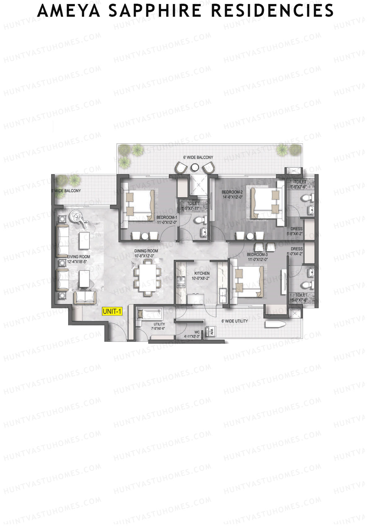 Ameya Sapphire Residencies Tower 1 Unit 1 Floor Plan