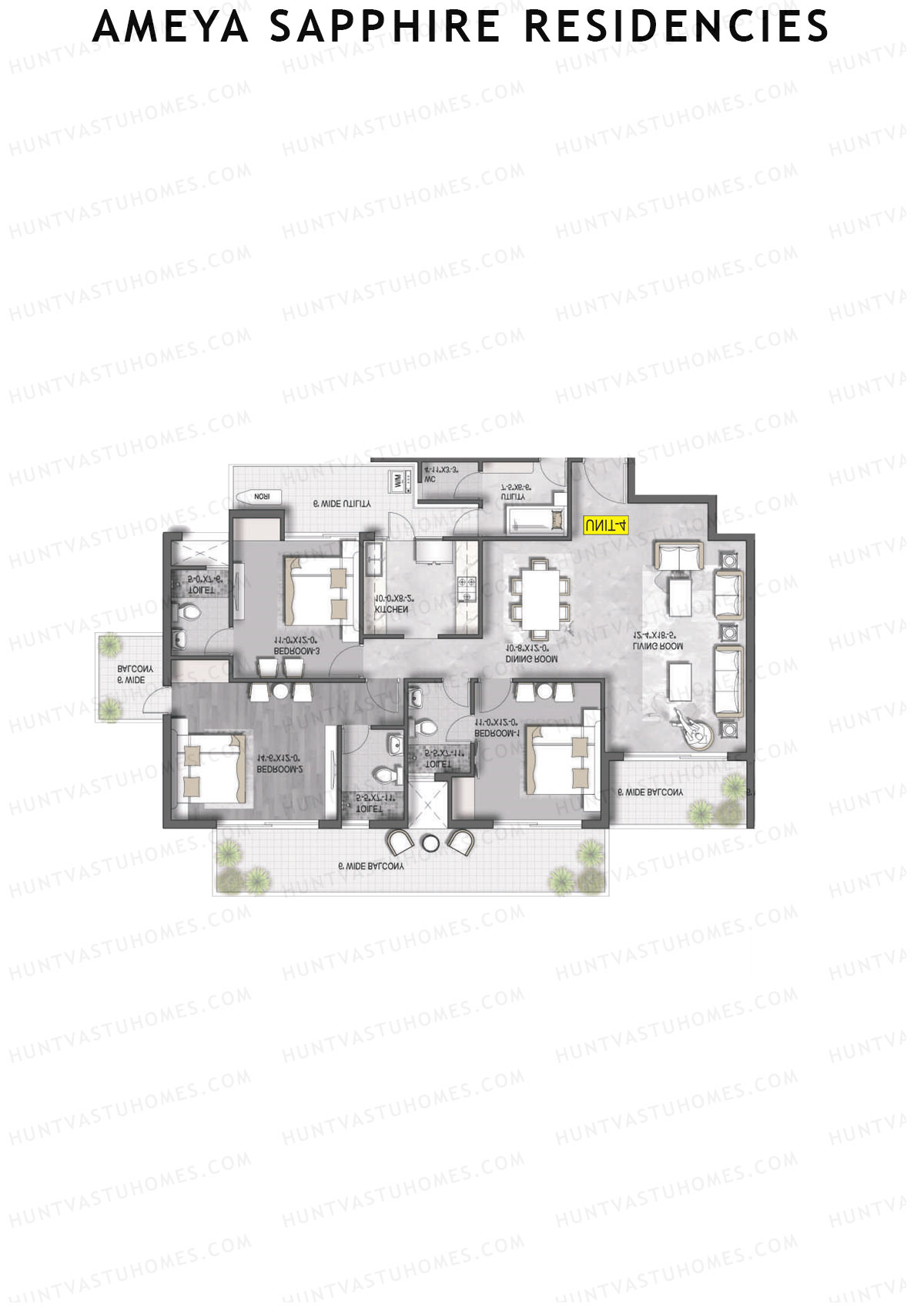 Ameya Sapphire Residencies Tower 1 Unit 3 Floor Plan