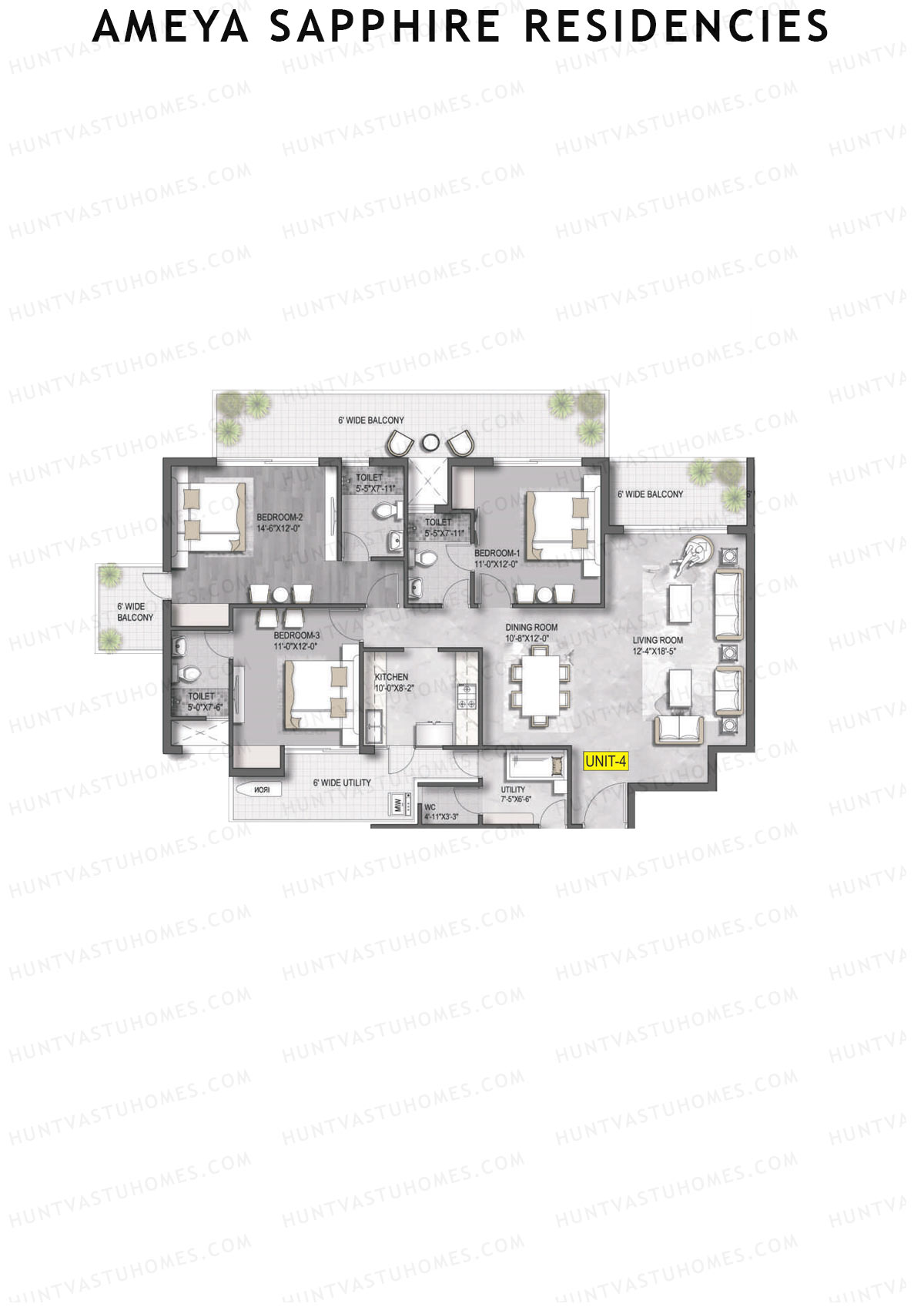 Ameya Sapphire Residencies Tower 1 Unit 4 Floor Plan