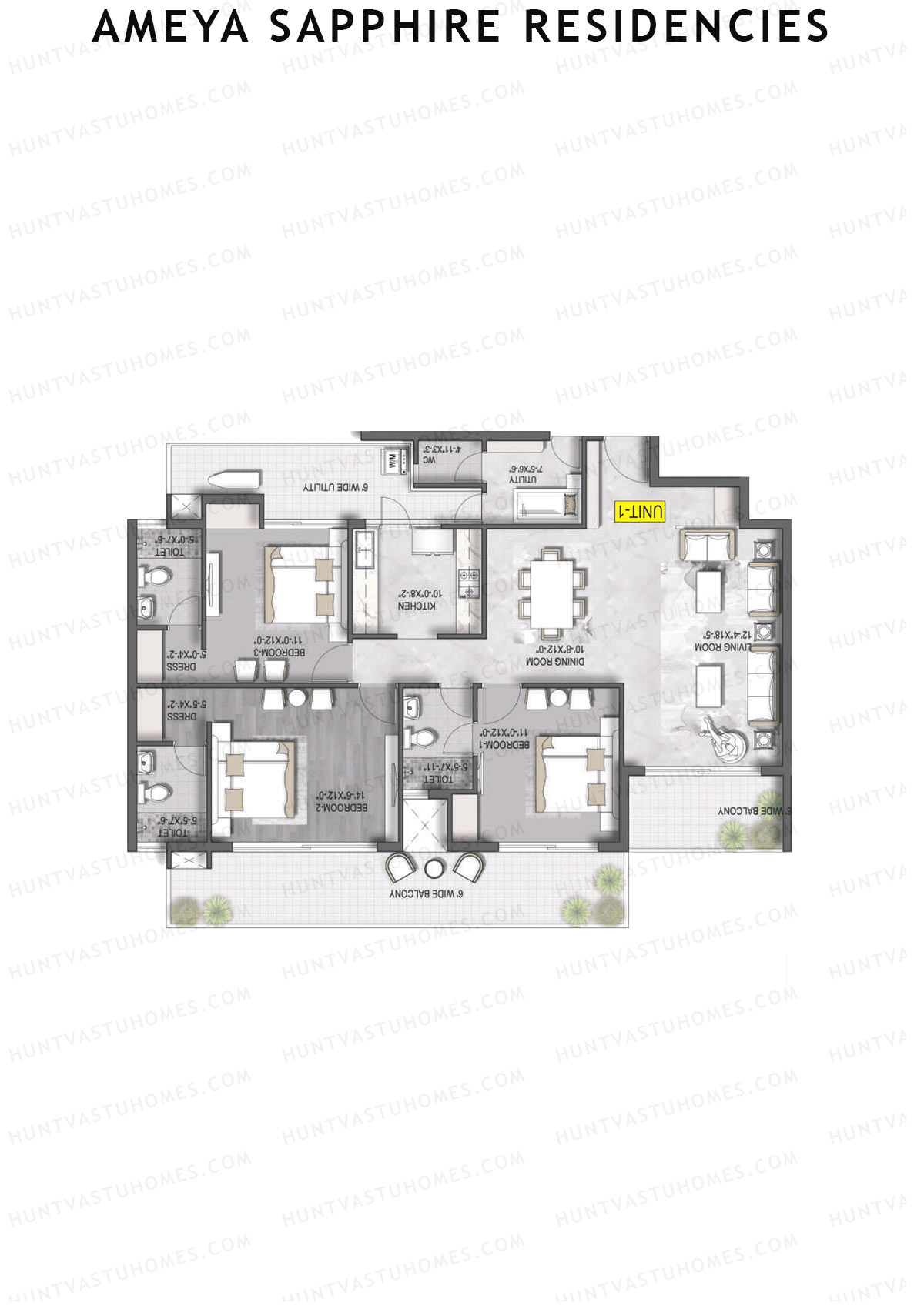 Ameya Sapphire Residencies Tower 2 Unit 3 Floor Plan