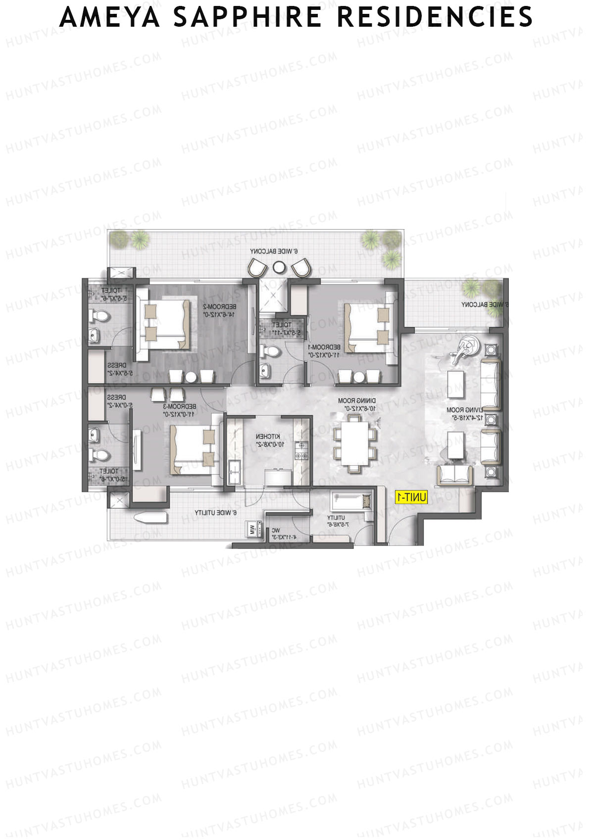 Ameya Sapphire Residencies Tower 2 Unit 4 Floor Plan