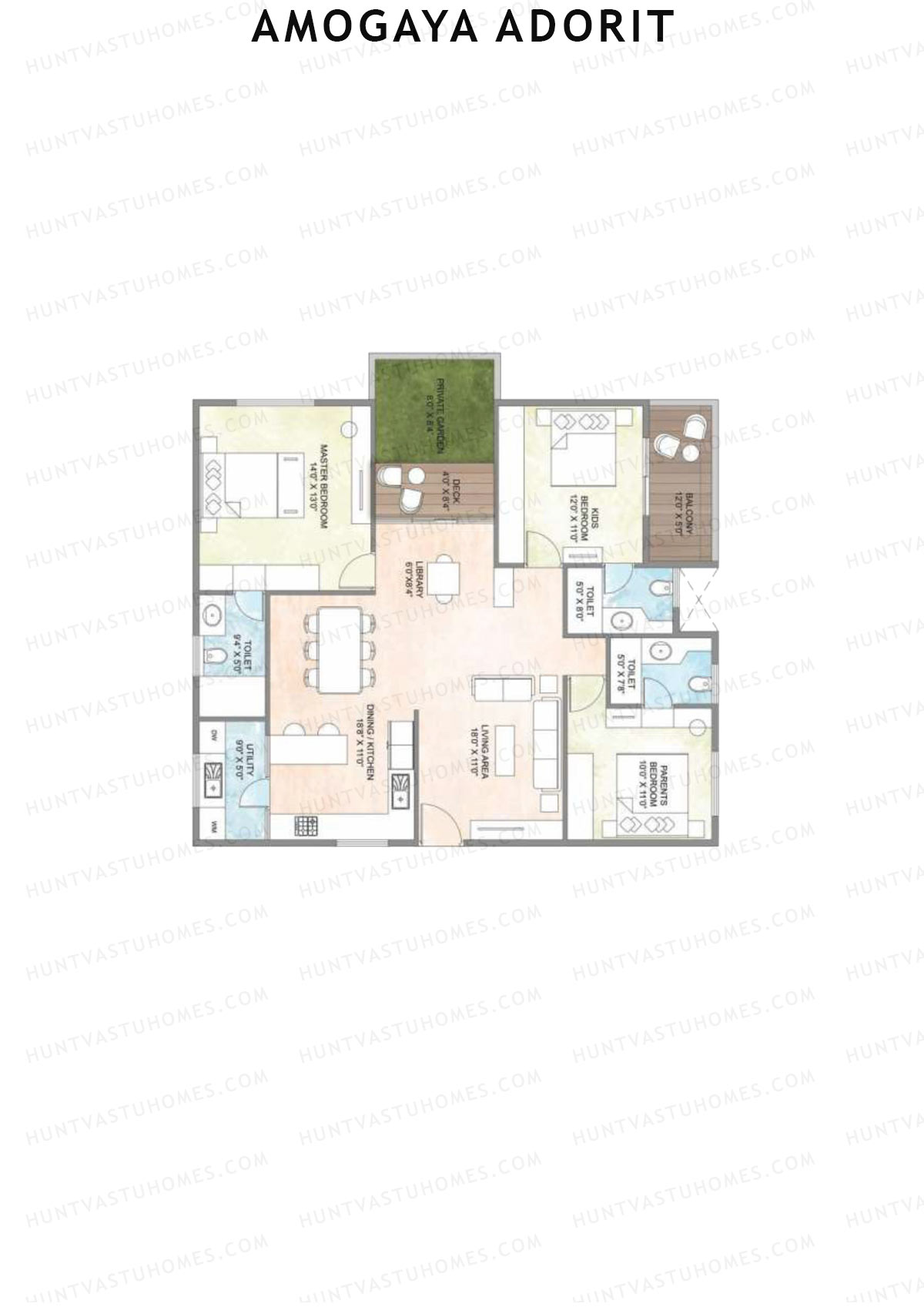 Amogaya Adorit, Tower A, Unit 1, 3BHK, Super Area 1810   sq ft 