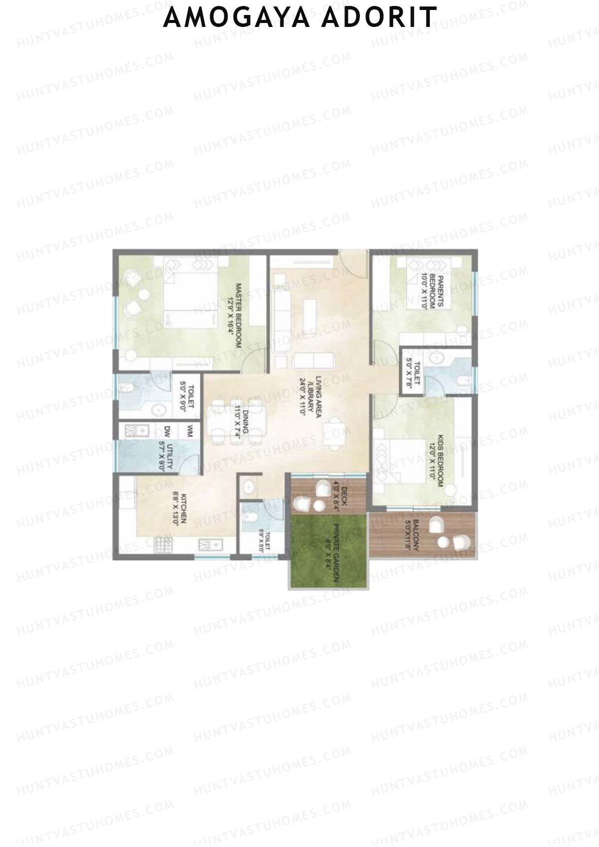 Amogaya Adorit, Tower B, Unit 3, 3BHK, Super Area 1823   sq ft 