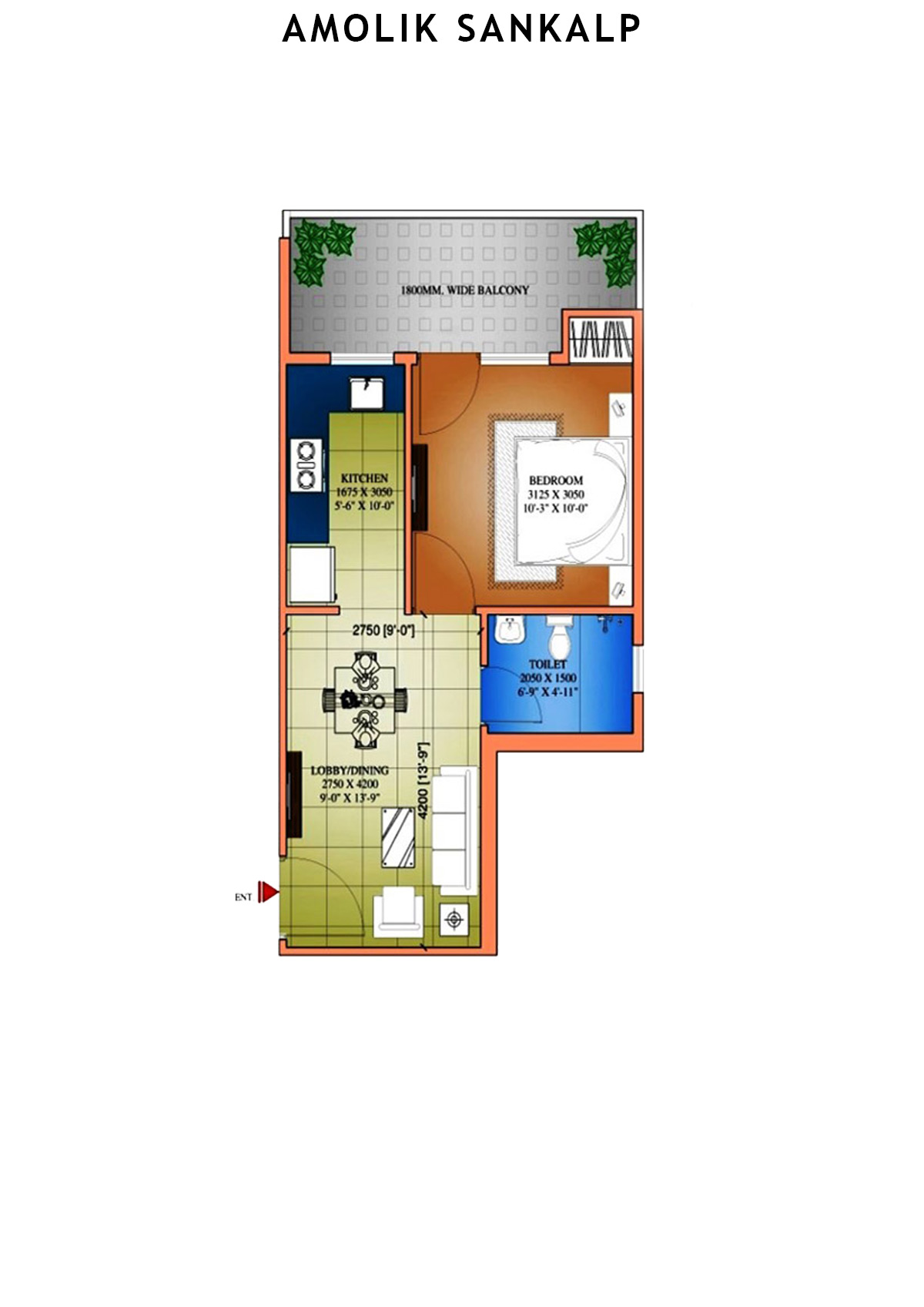 Amolik Sankalp Tower 11 Unit 1 (Type 1) Floor Plan