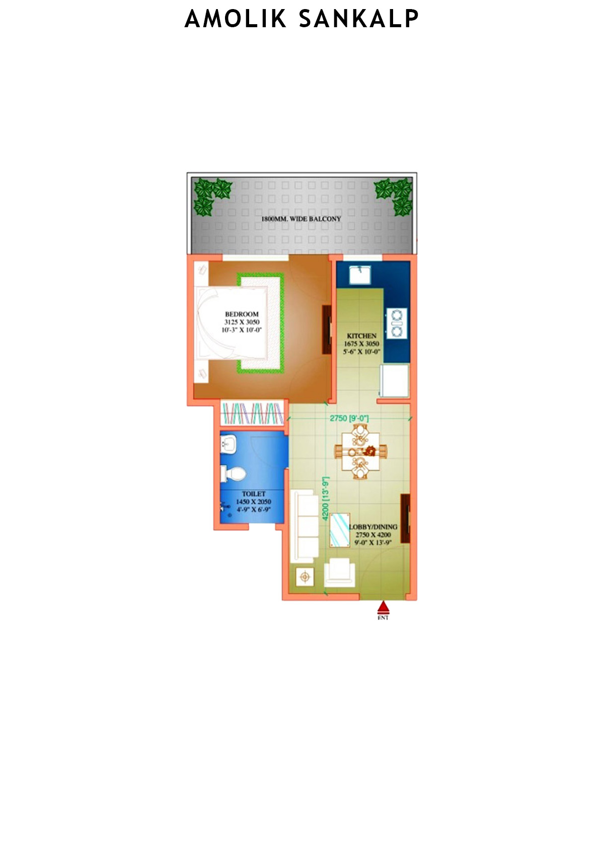 Amolik Sankalp Tower 11 Unit 2 (Type 2) Floor Plan