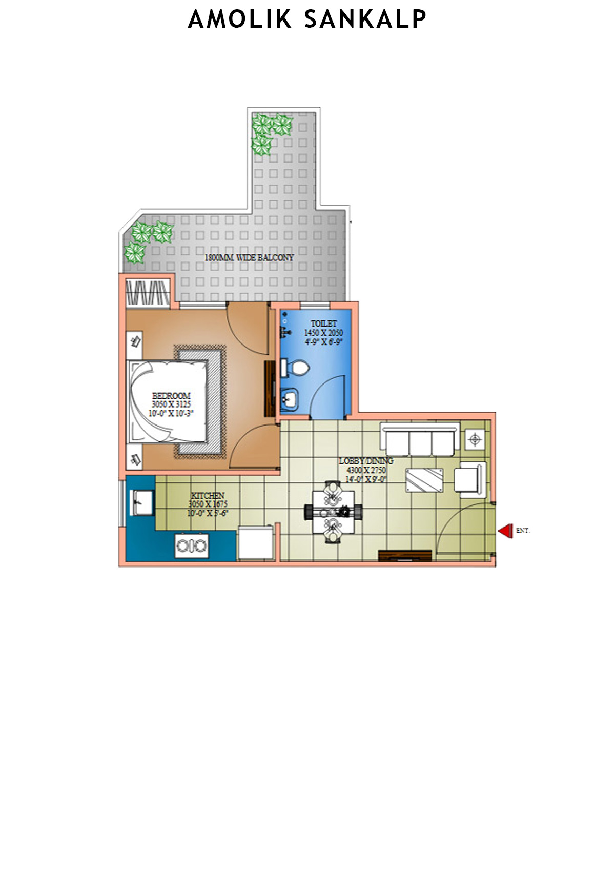 Amolik Sankalp Tower 11 Unit 3 (Type 3) Floor Plan