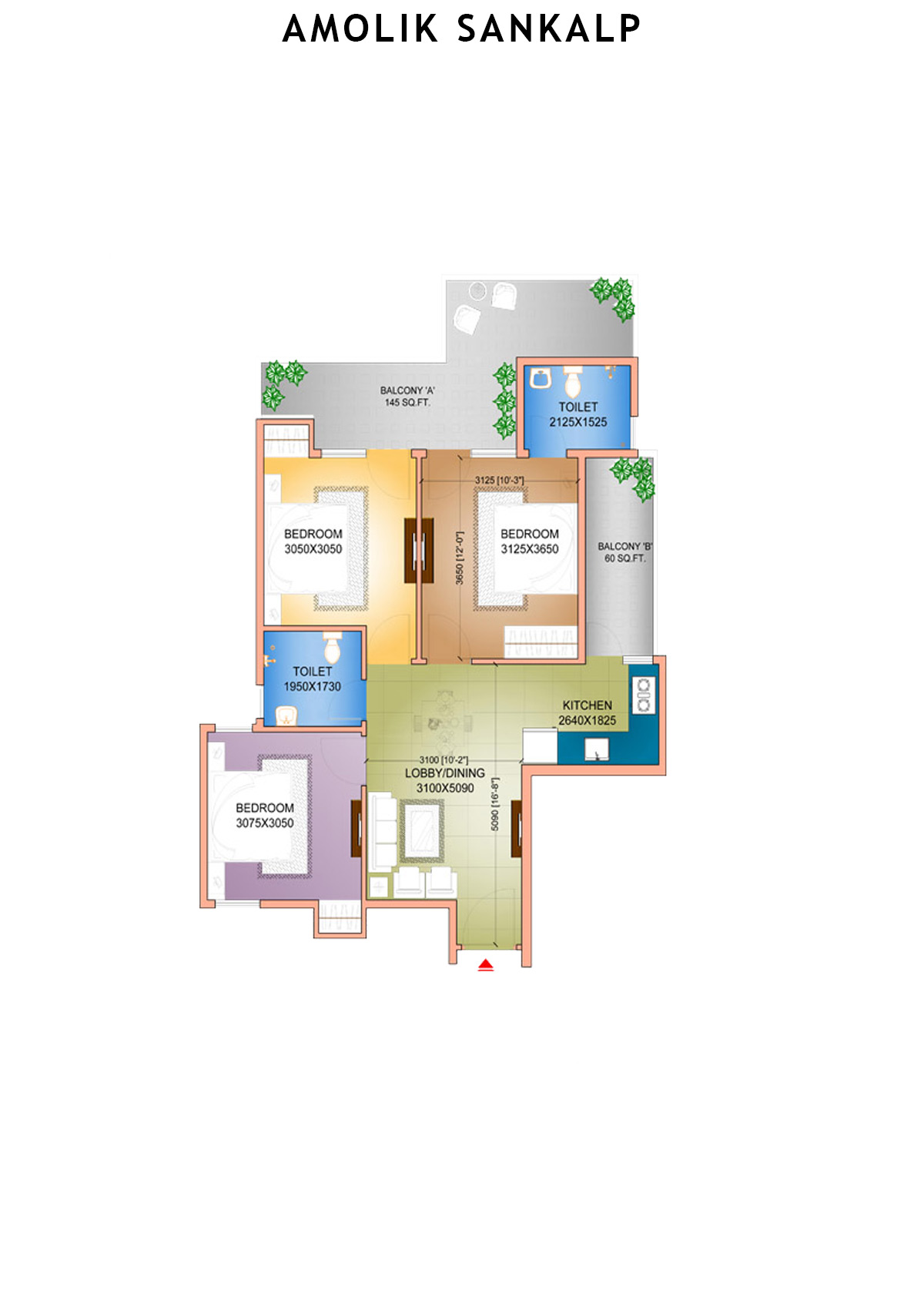 Amolik Sankalp Tower 8 Unit 1 (Type 1) Floor Plan