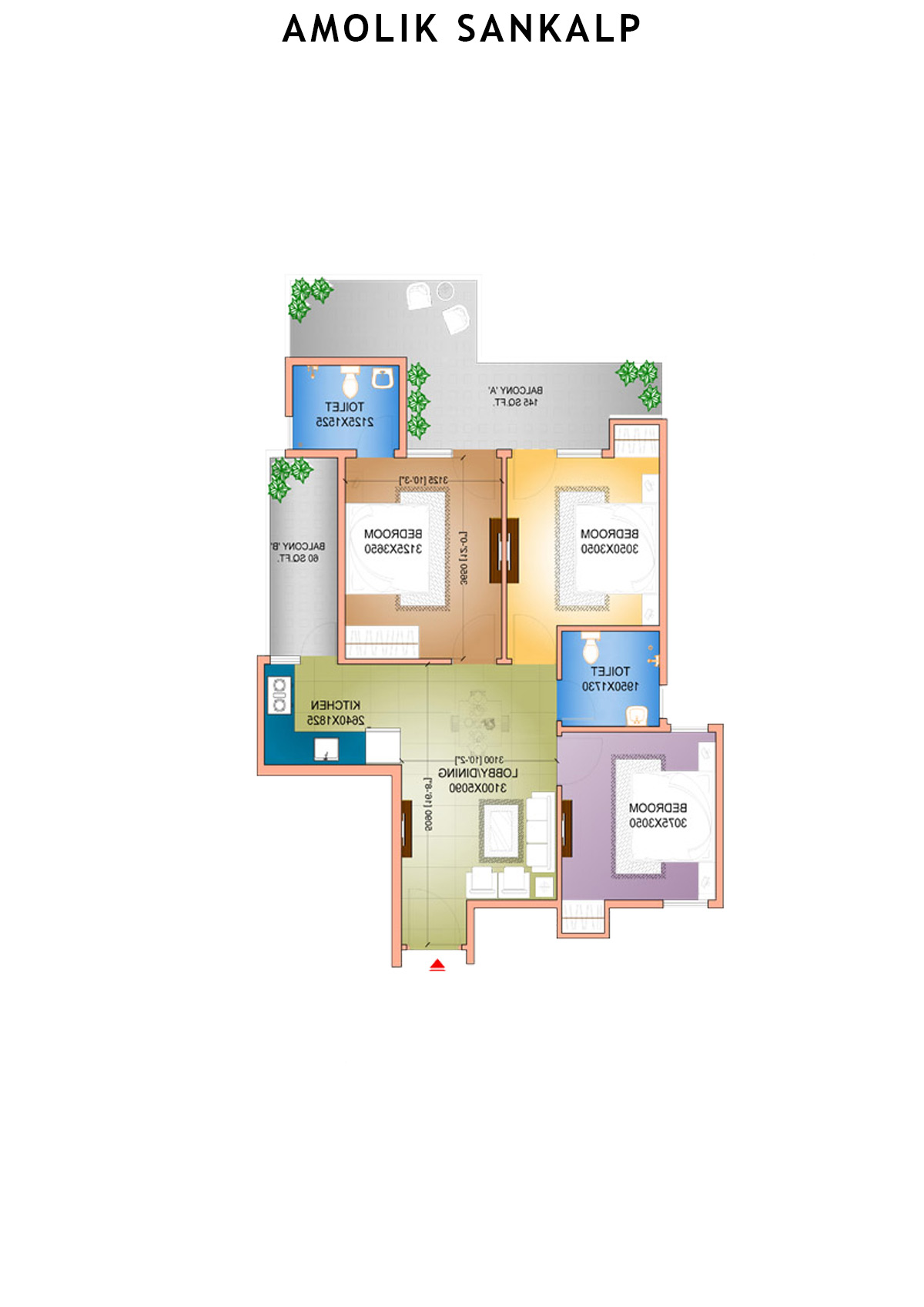 Amolik Sankalp Tower 8 Unit 2 (Type 1) Floor Plan