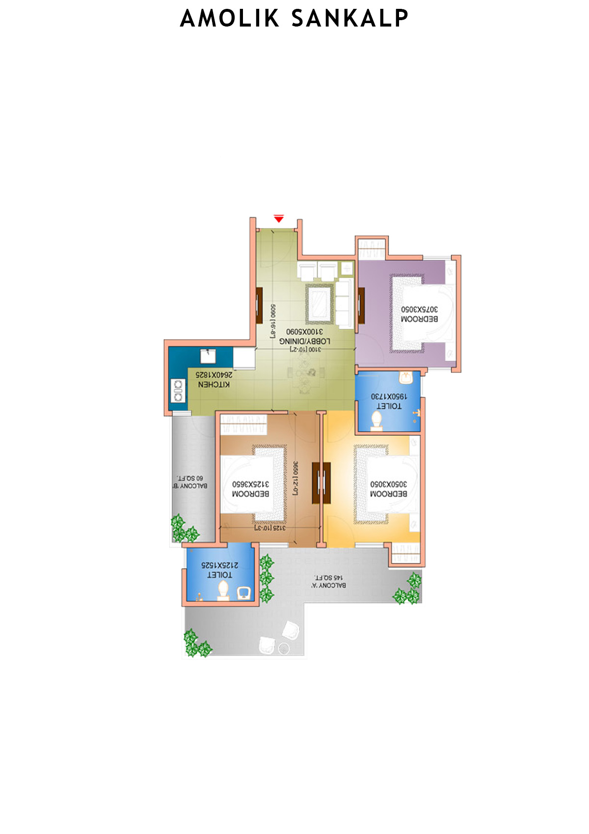 Amolik Sankalp Tower 8 Unit 3 (Type 2) Floor Plan