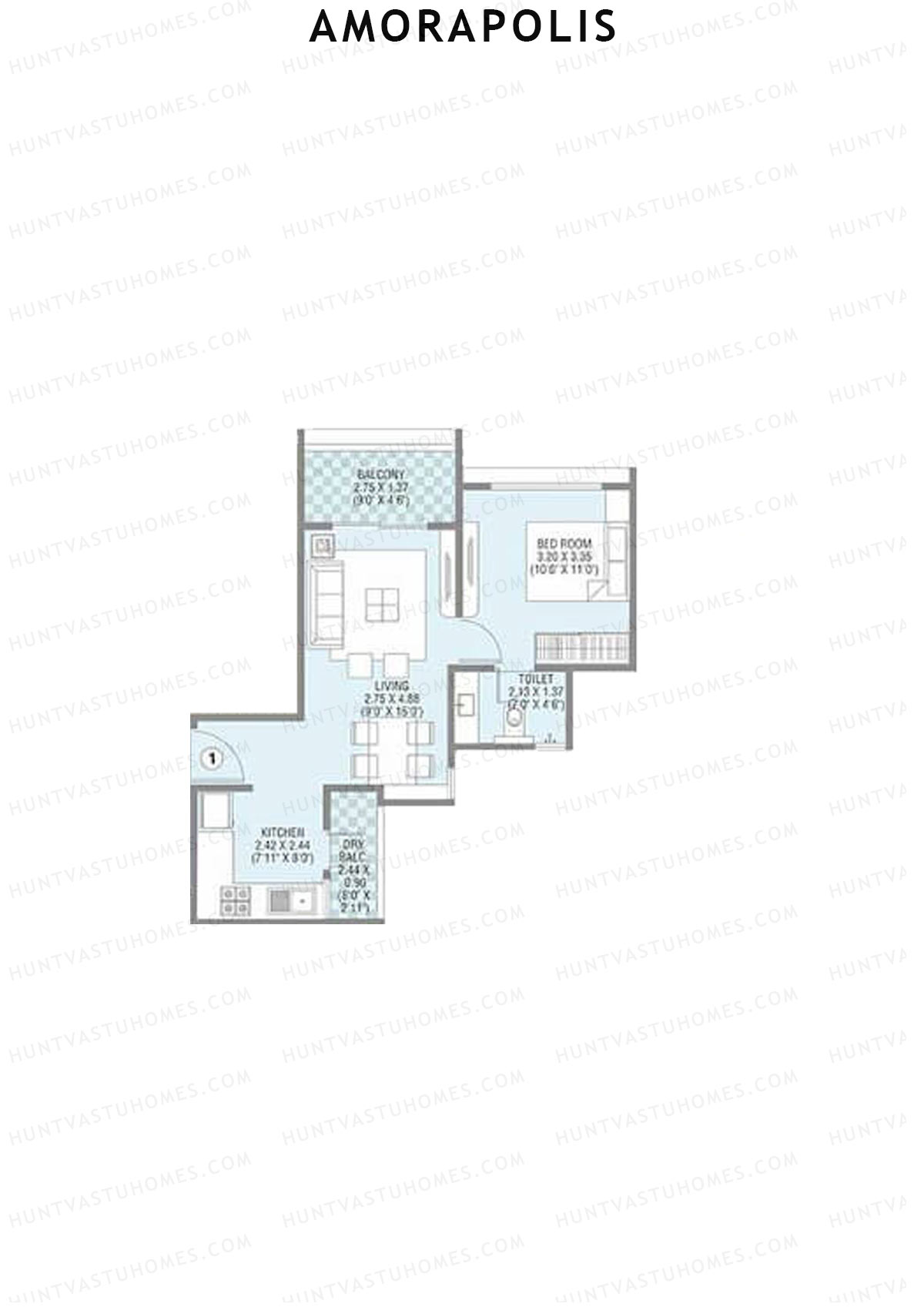 Amorapolis Wing B Unit 1 Floor Plan