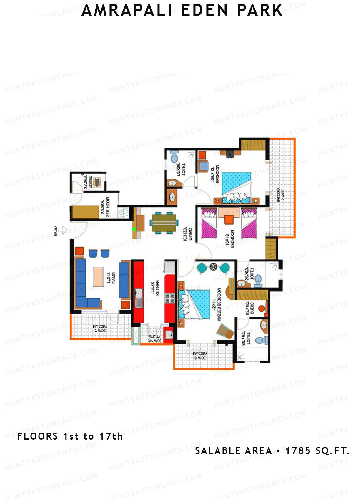 Amrapali Eden Park Tower B Unit 1 Floor Plan
