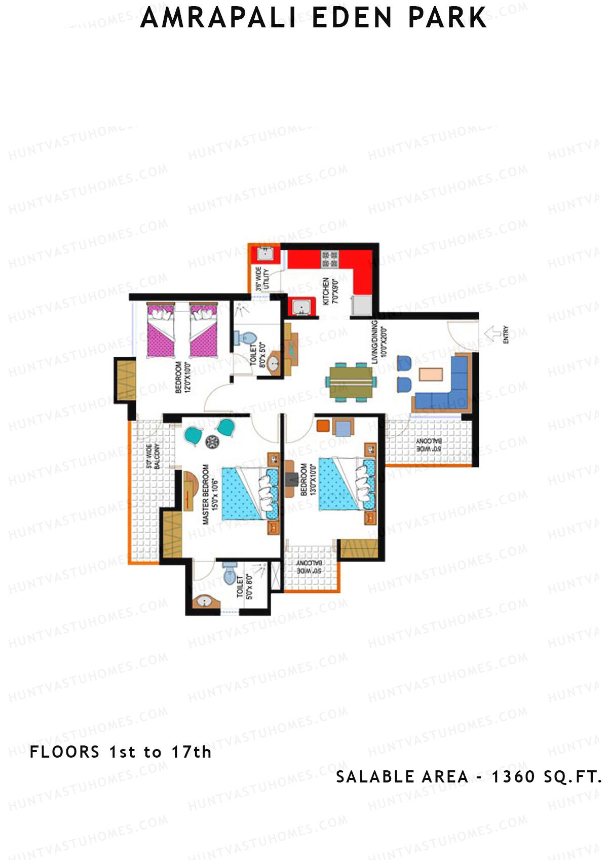 Amrapali Eden Park Tower B Unit 2 Floor Plan